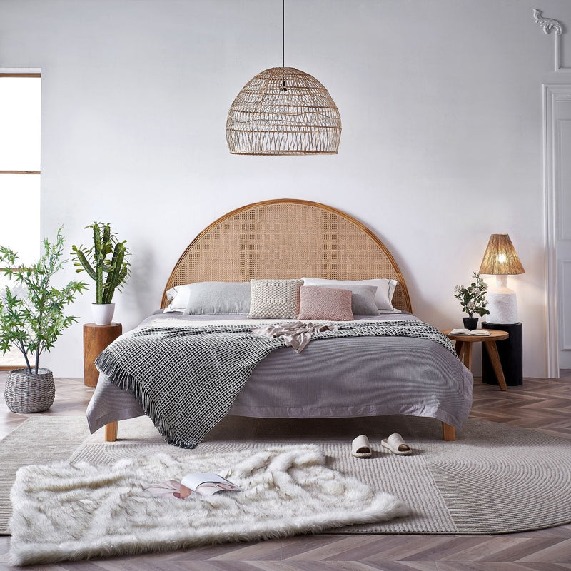 Woven Rattan Headboard, Natural Beauty & Sustainable Style.