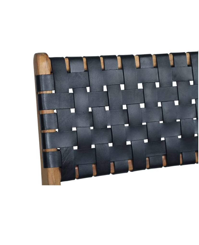 Leather Strap Counter Stool - Black