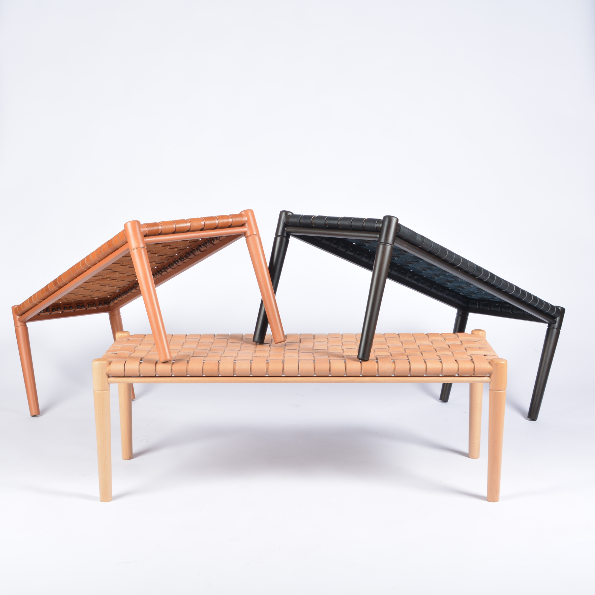 Customizable Helga Woven Leather Bench