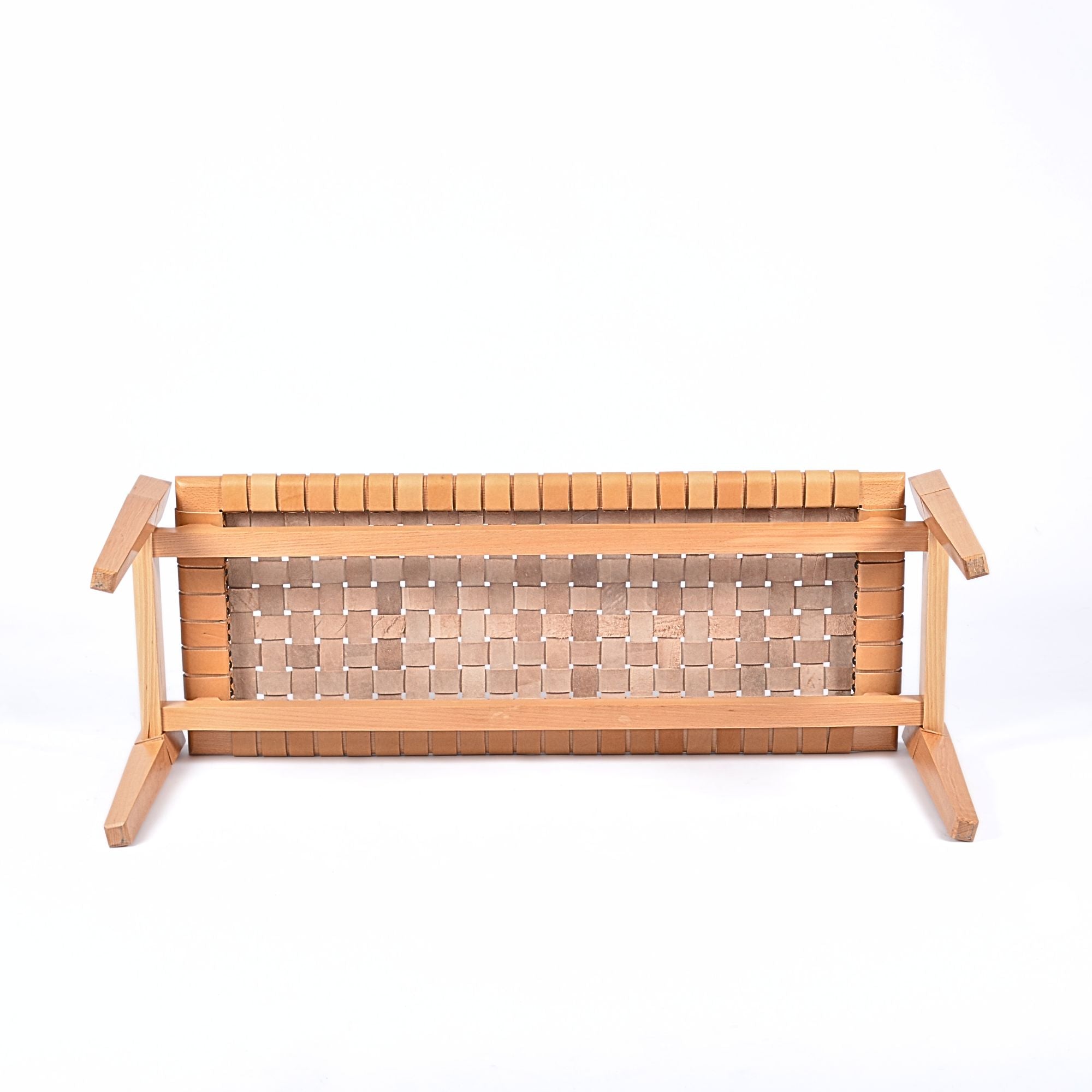 Woven Leather Bench-Beige