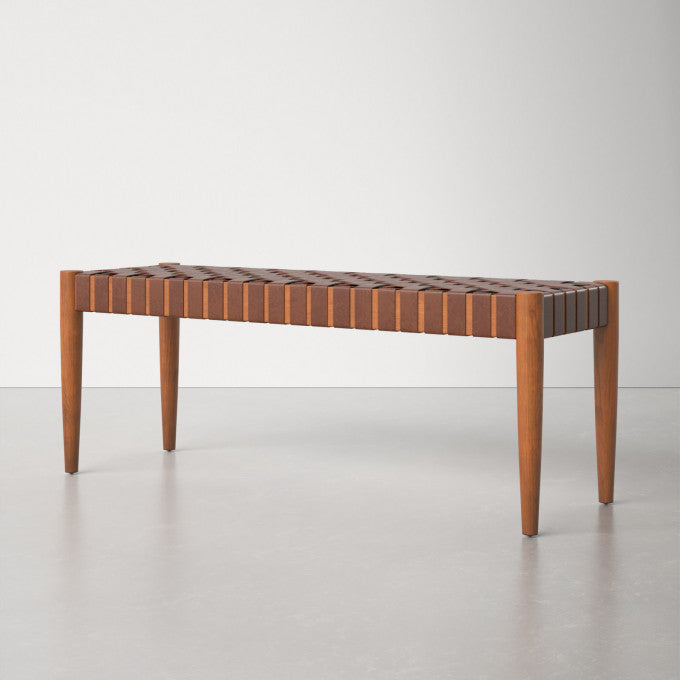 Olav Woven Leather Bench