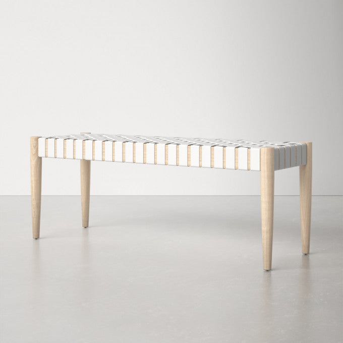 Olav Woven Leather Bench