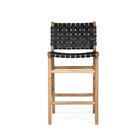 Leather Strap Counter Stool - Black