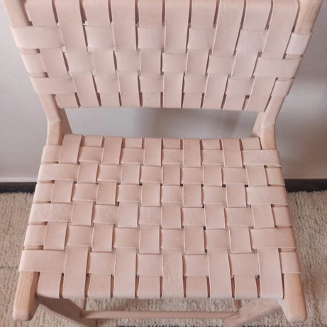 Leather Counter Stool - Natural Teak Wood With Natural Leather