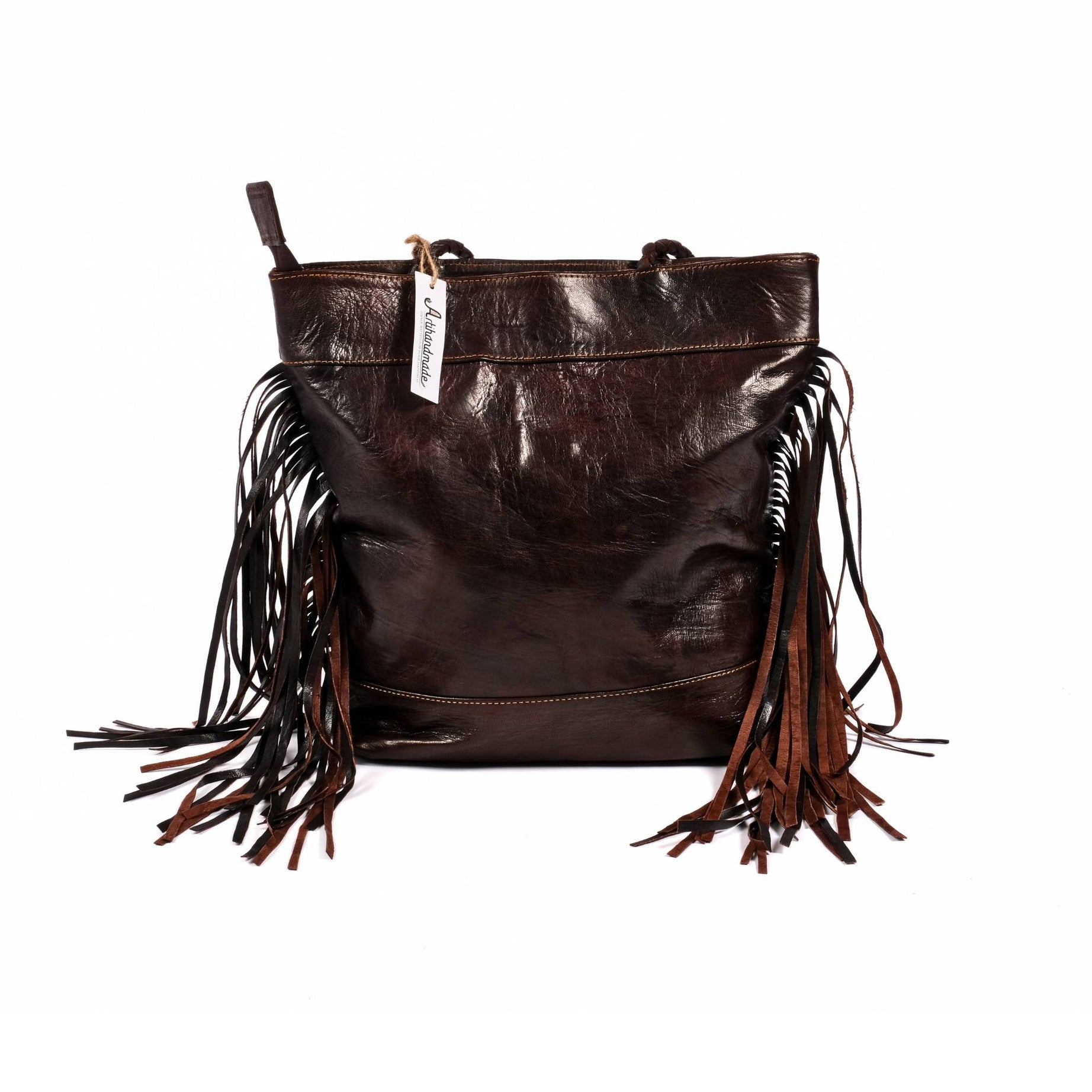 Vintage Tote Bag, Leather Fringed bohemian Shoulder Bag