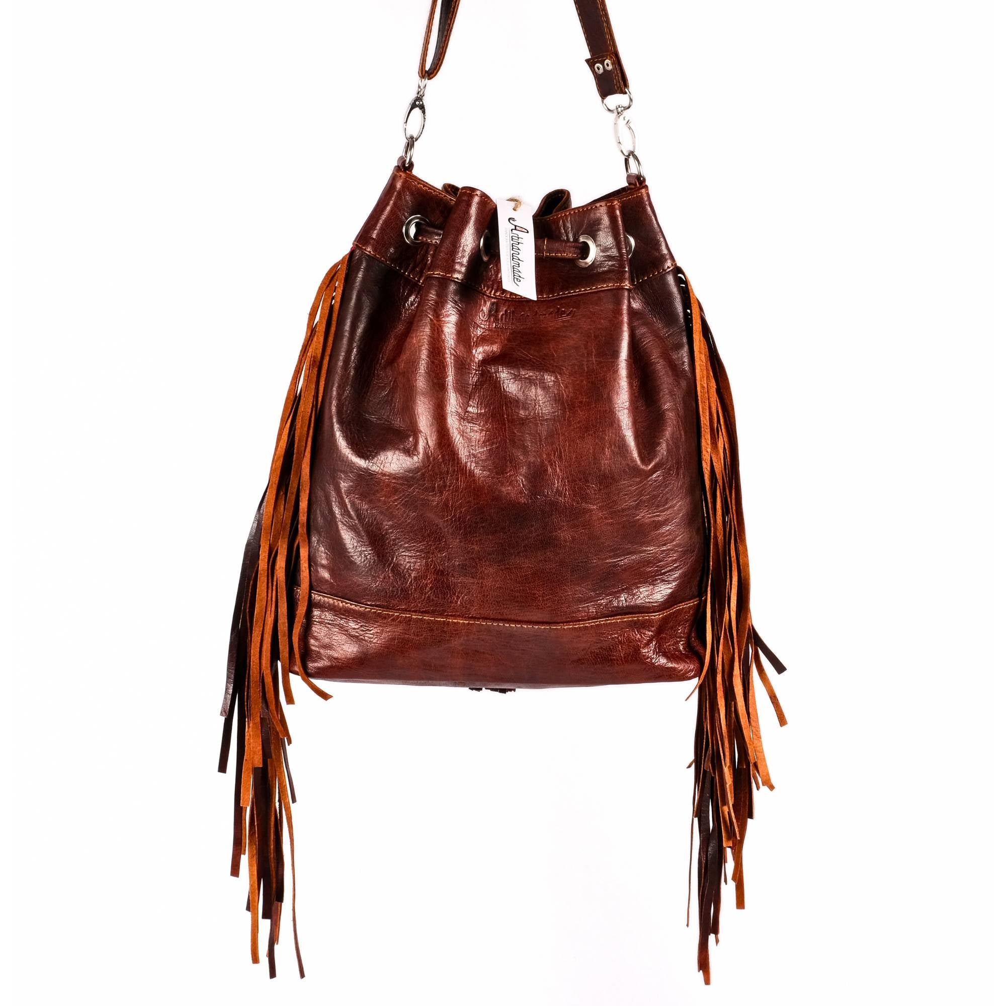 Vintage Tote Bag, Leather Fringed bohemian Shoulder Bag