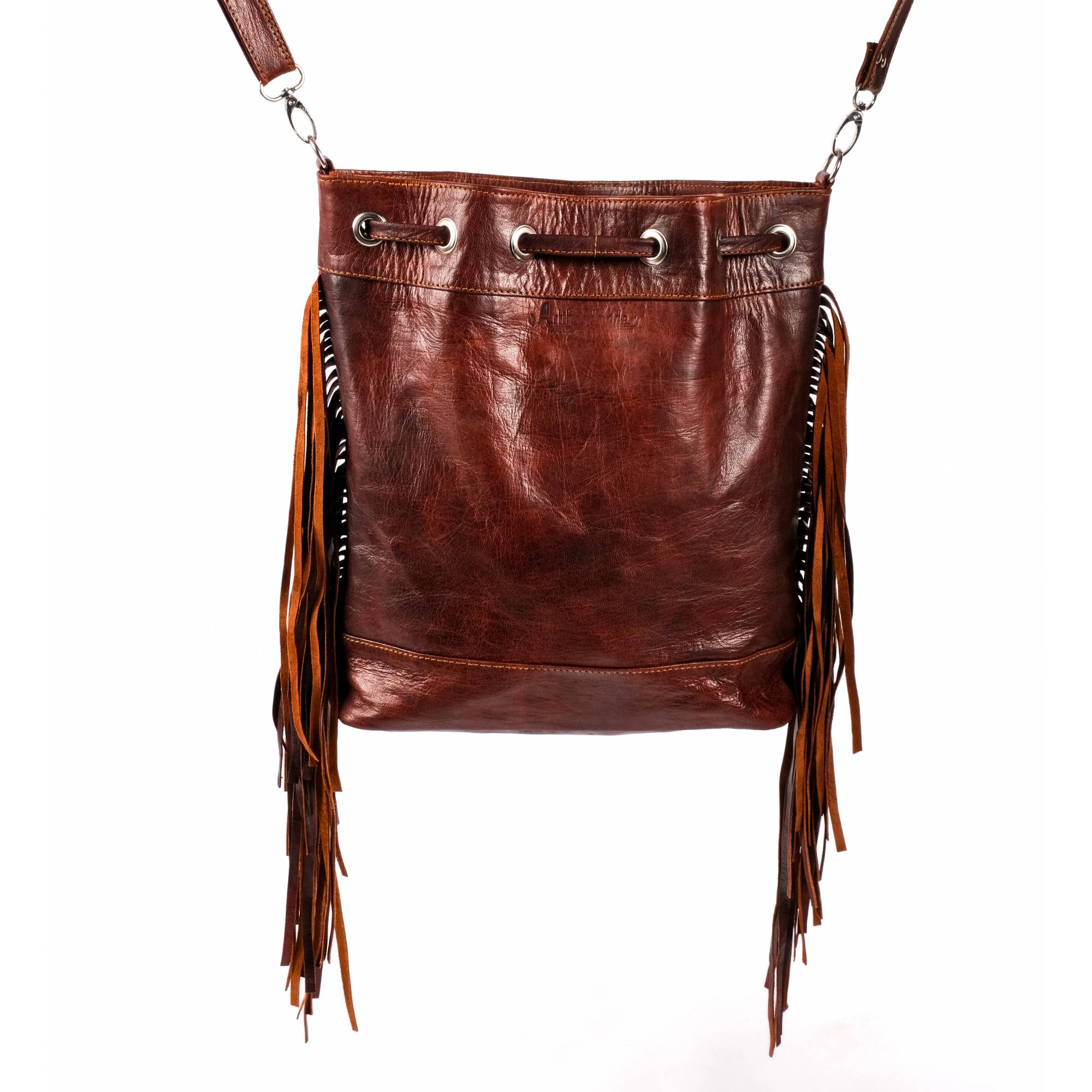 Vintage Tote Bag, Leather Fringed bohemian Shoulder Bag