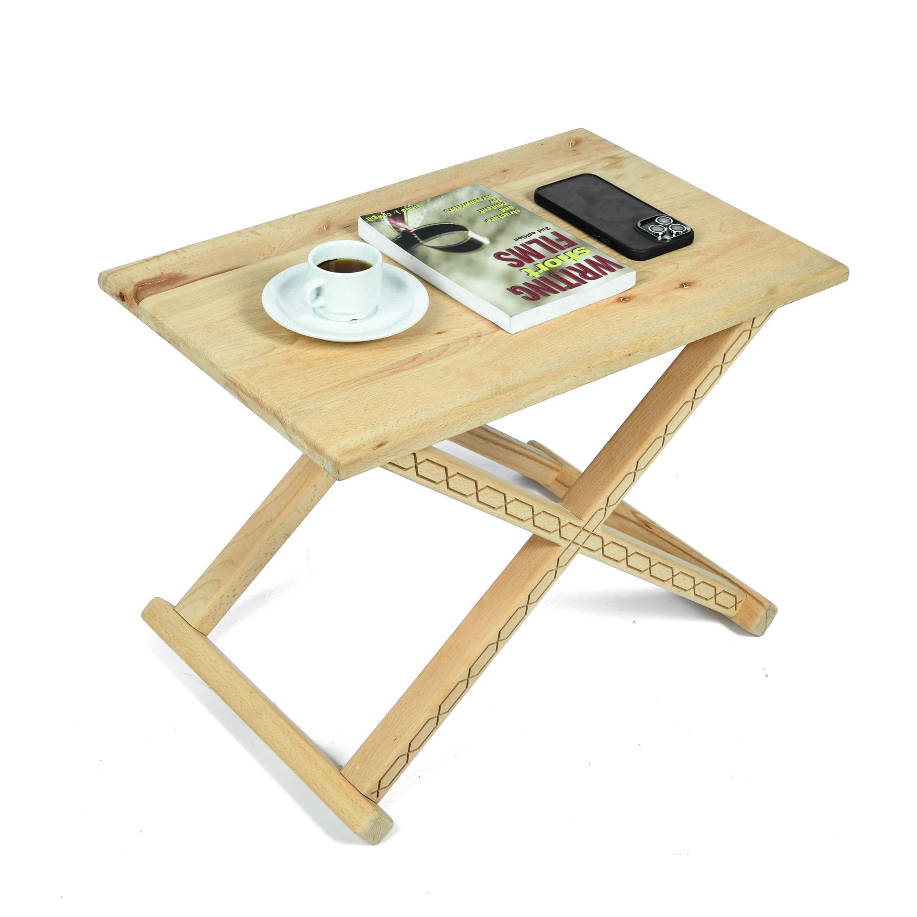 Handcrafted Natural Wood and Leather Multipurpose X Stool & CoffeeTable The Versatile 2-in-1 Solution