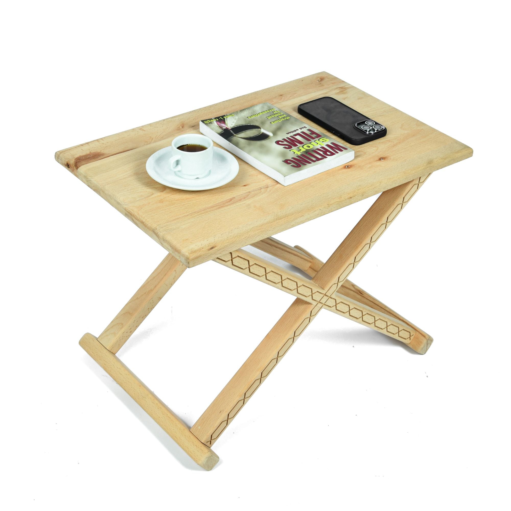 Handcrafted Natural Wood and Leather Multipurpose X Stool & CoffeeTable The Versatile 2-in-1 Solution