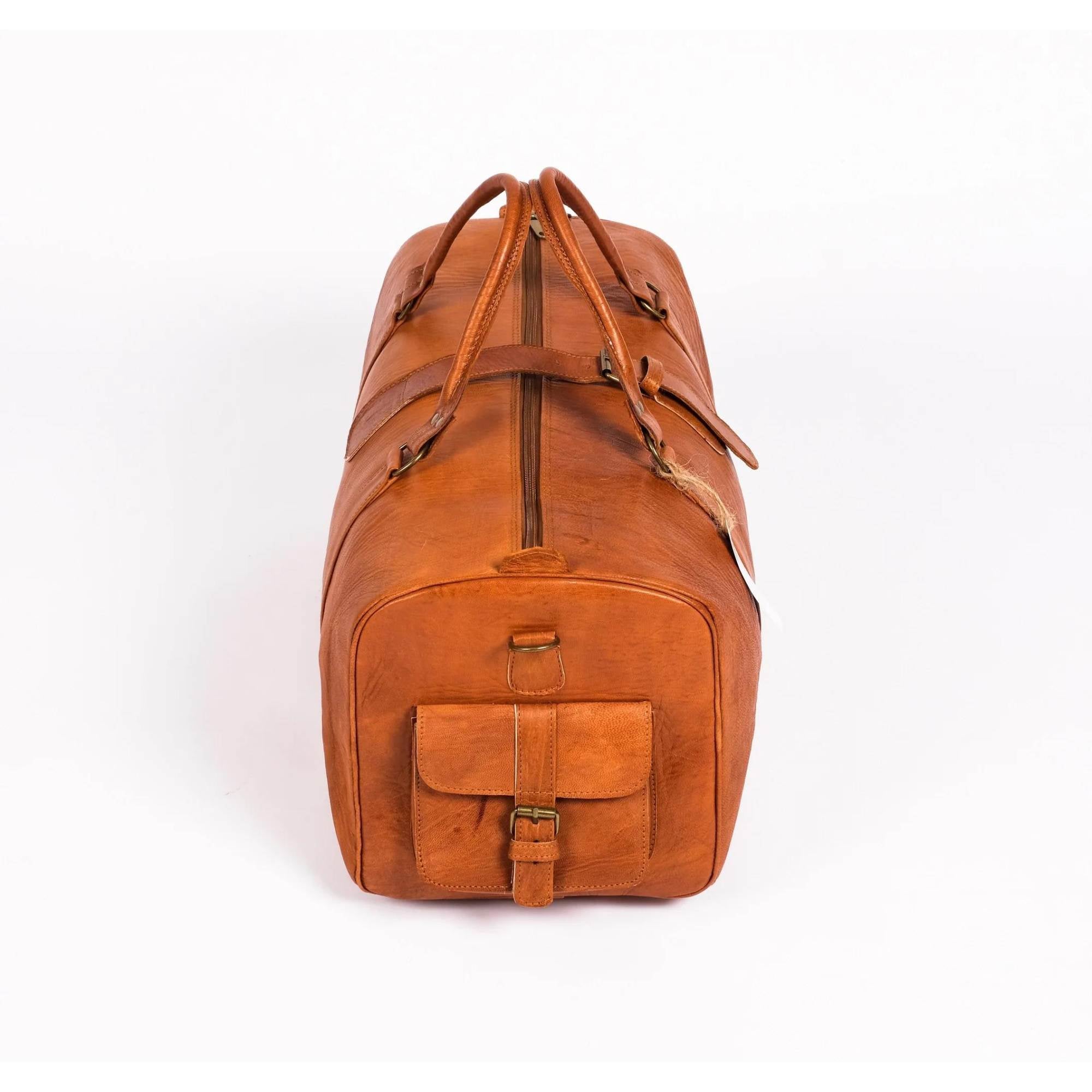 Leather Duffel Bag, Weekender Cognac Leather Travel Bag