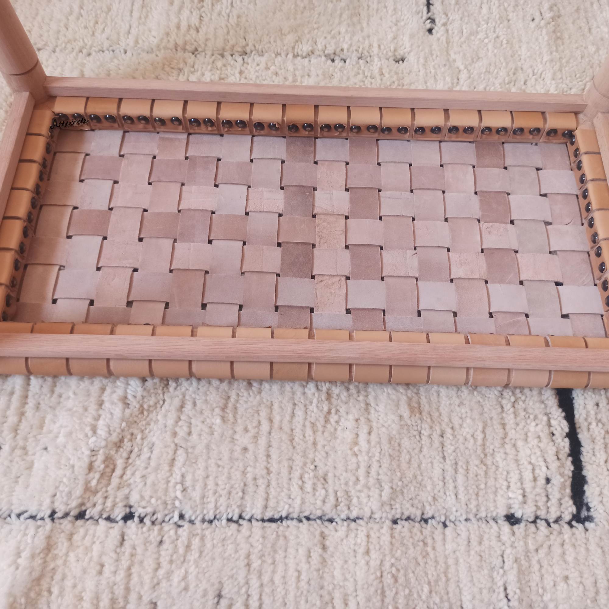 Handmade Entryway Bench showcasing custom teak wood joinery and artisanal details.