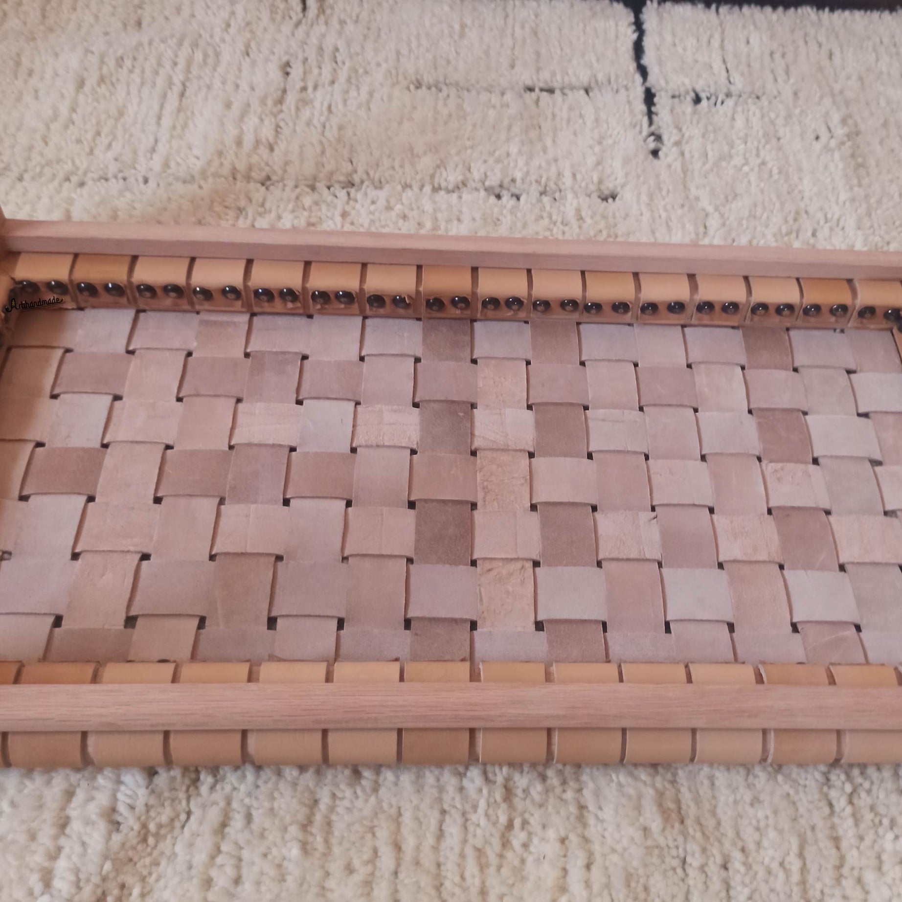 Rustic Bedroom Bench with vintage appeal, crafted from natural teak and beige leather.