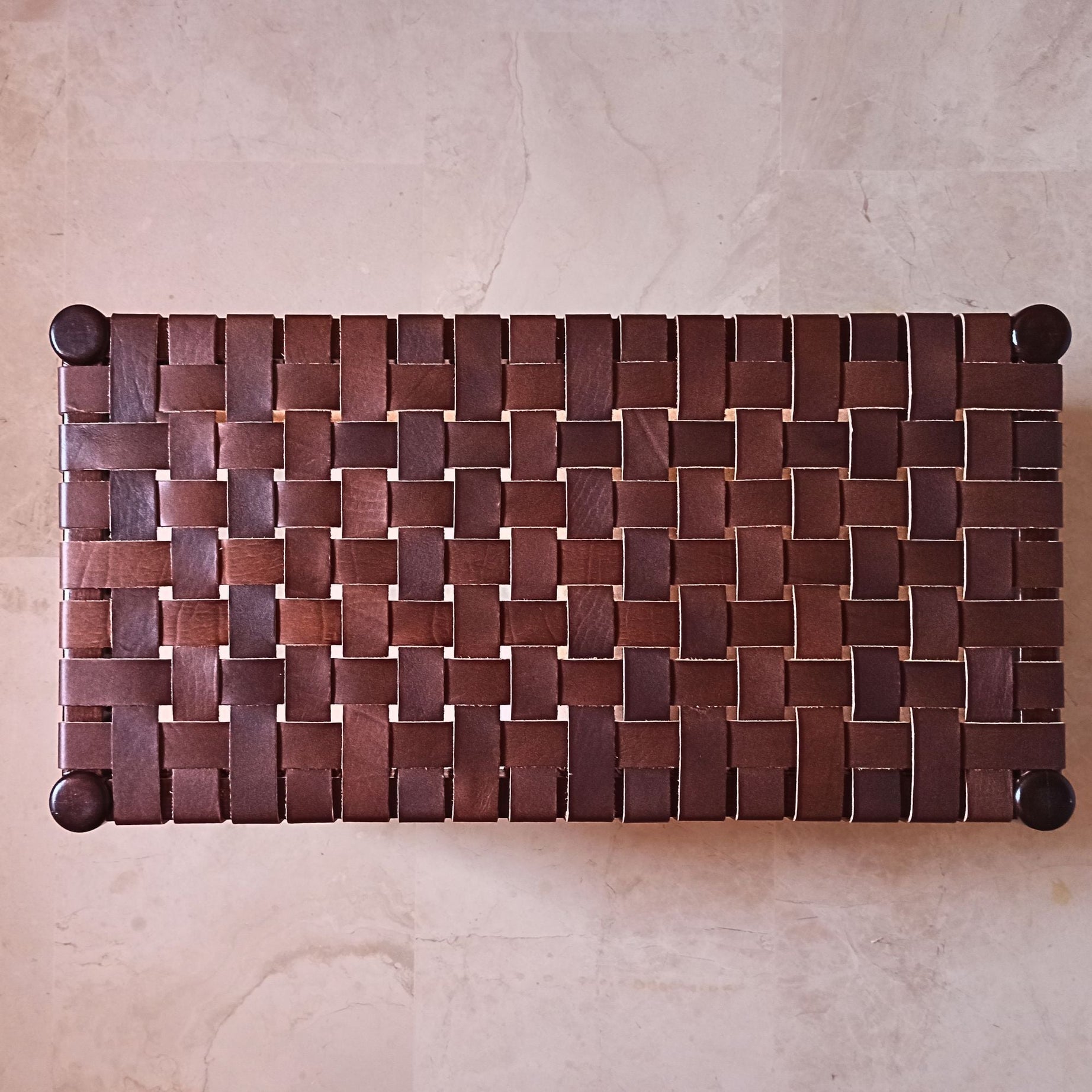 Olav Woven Leather Bench 