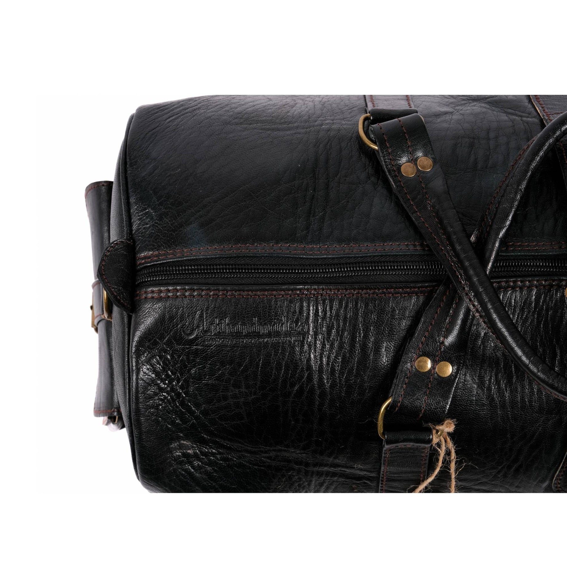 Leather Duffle Bag, Weekender Black Leather Travel Bag