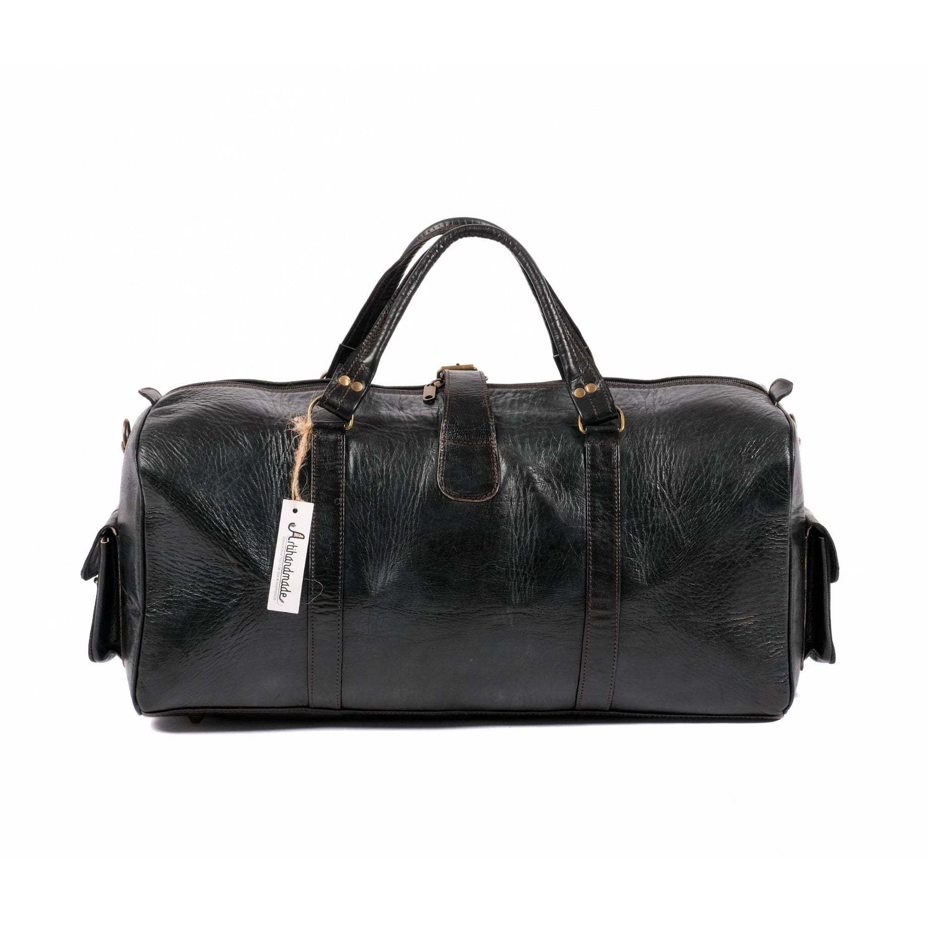 Leather Duffle Bag, Weekender Black Leather Travel Bag