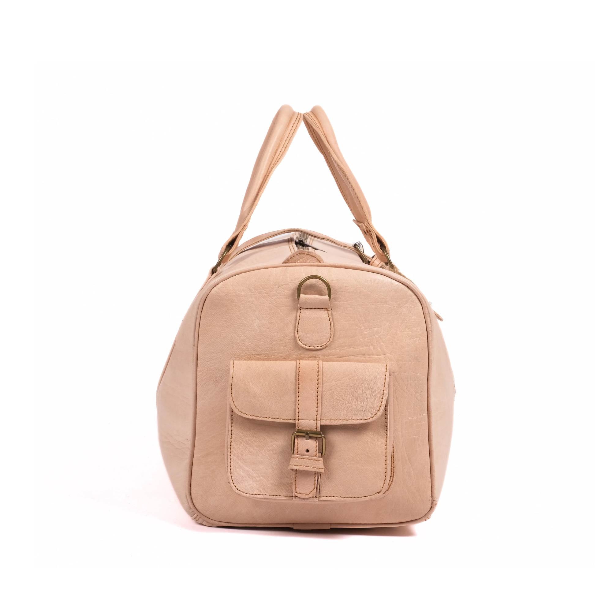 Leather Duffel Bag, Weekender Natural Leather Travel Bag