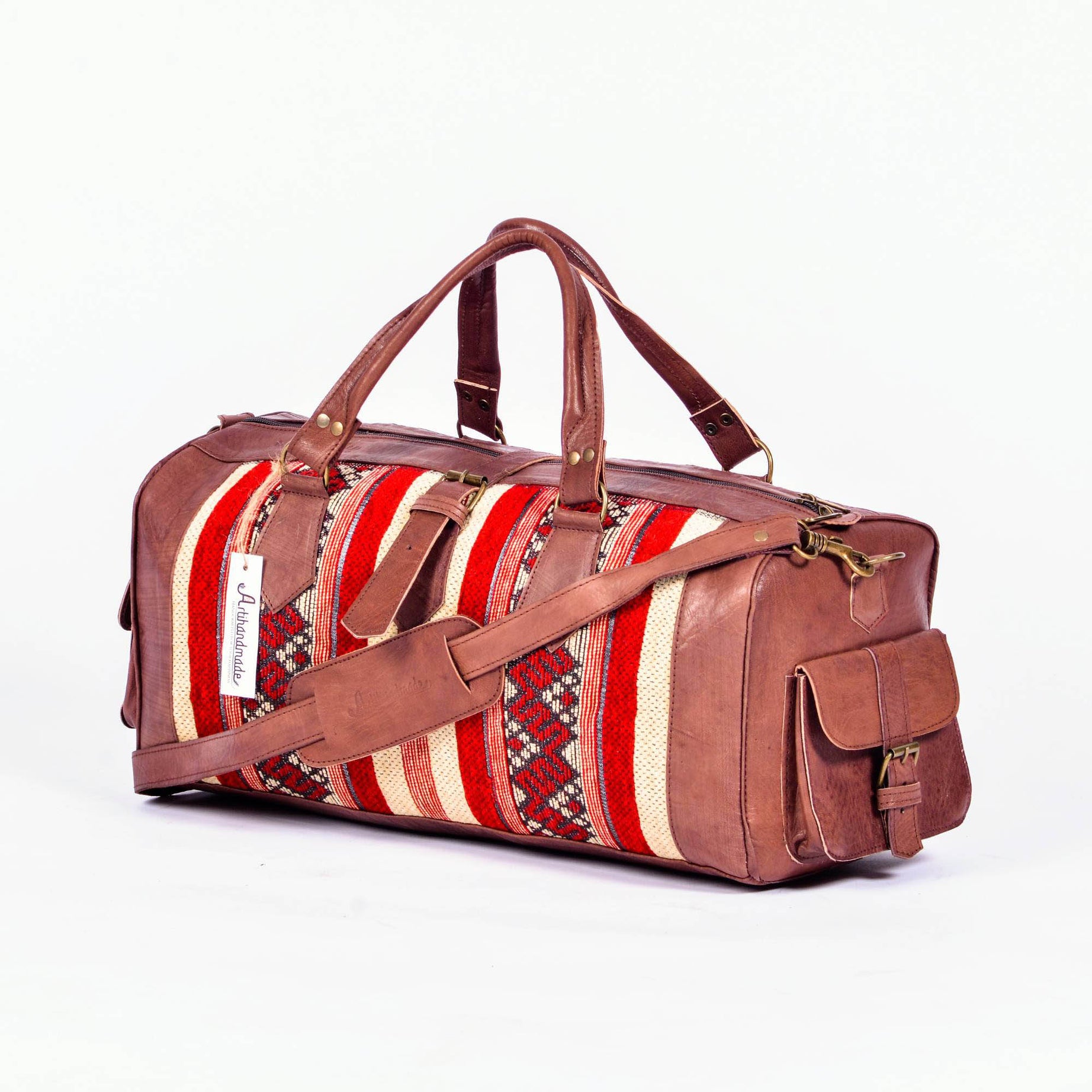 Handmade Leather Kilim Duffel Travel Bag