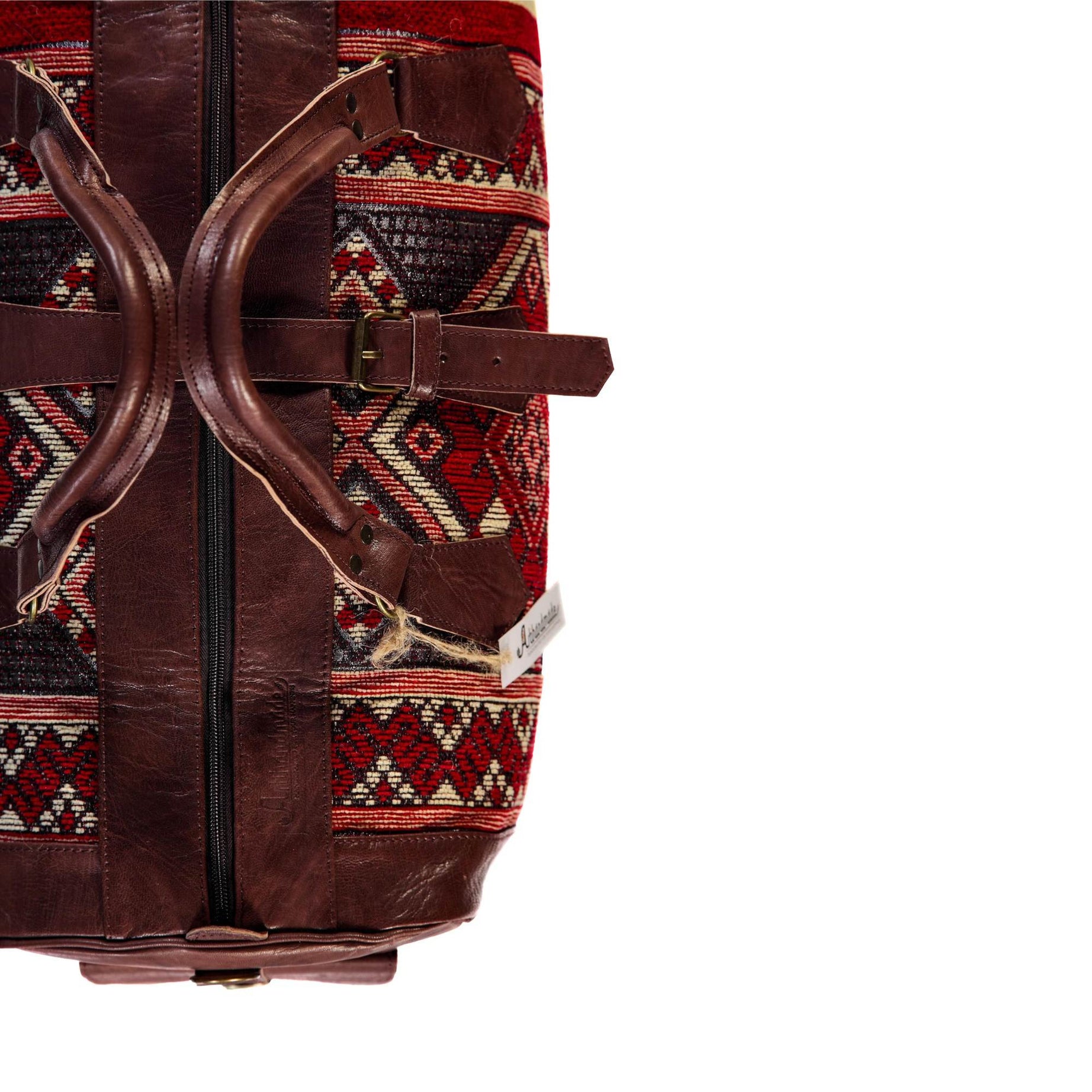 Artisan Leather Kilim Travel Duffel Bag - Dark Brown