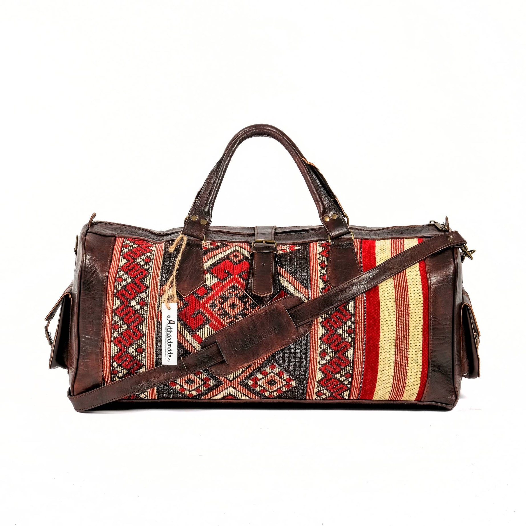 Handmade Leather Kilim Duffel Travel Bag