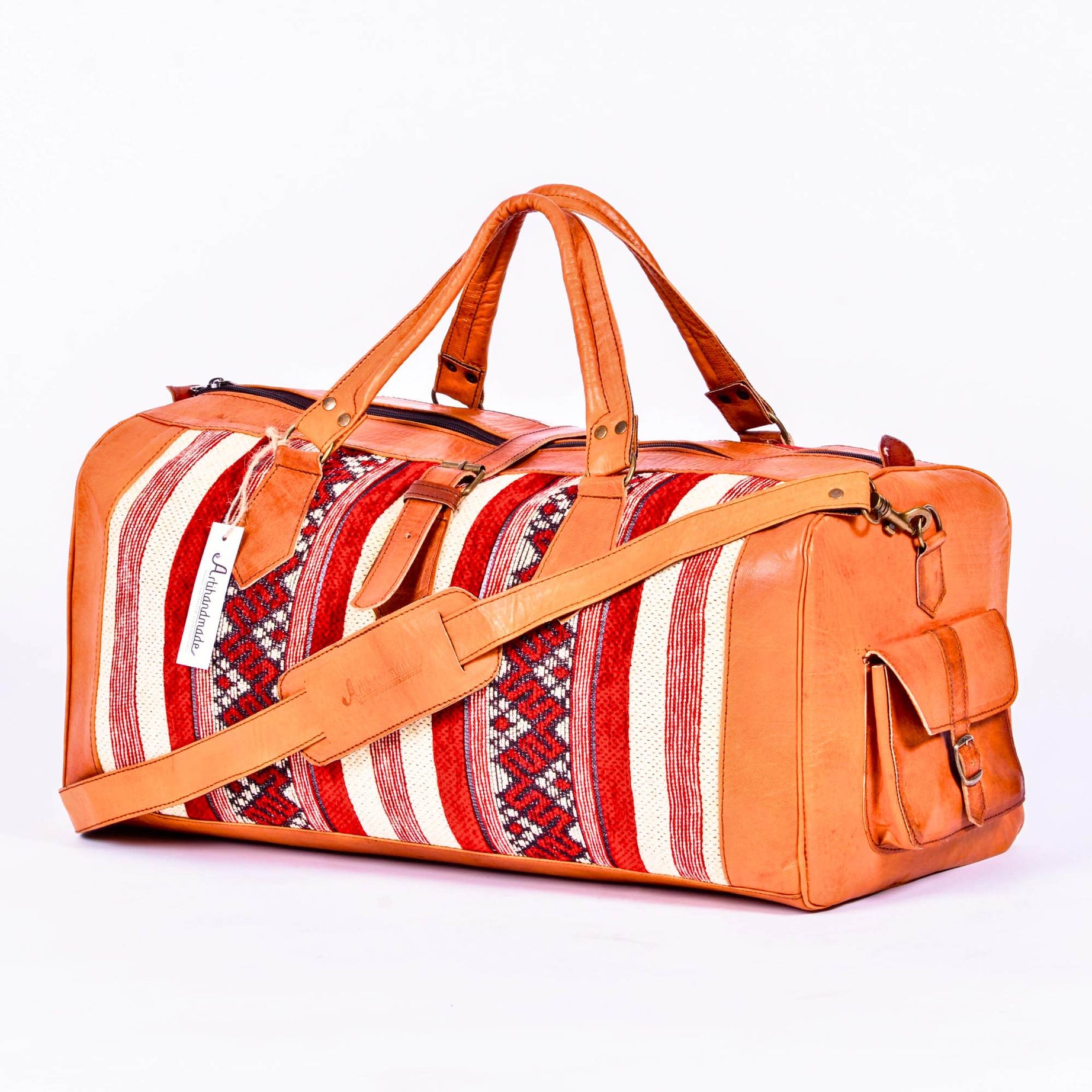Handmade Leather Kilim Duffel Travel Bag