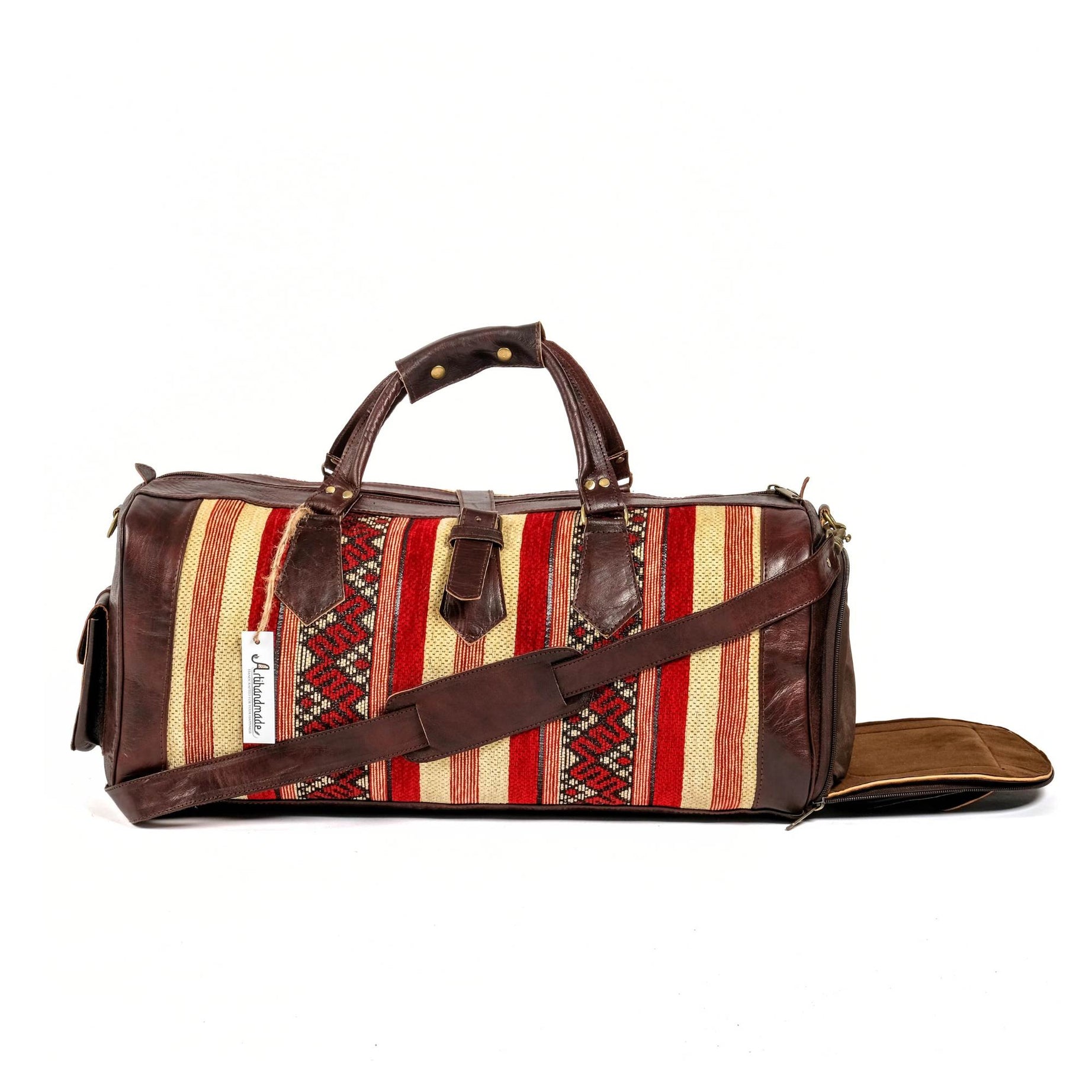 Leather Duffle Bag - Dark Brown With Shoe Compartment