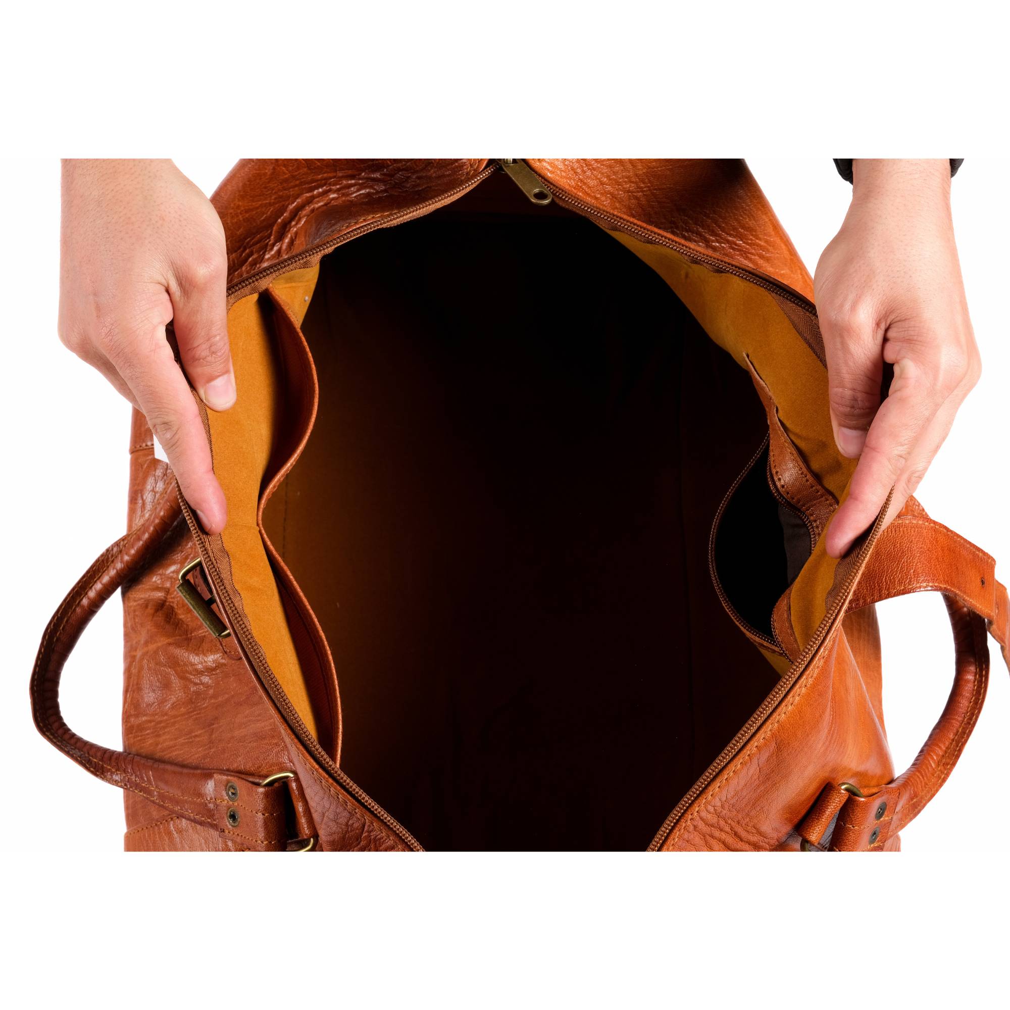 Leather Travel Bag, Weekender Almond Leather Travel Bag