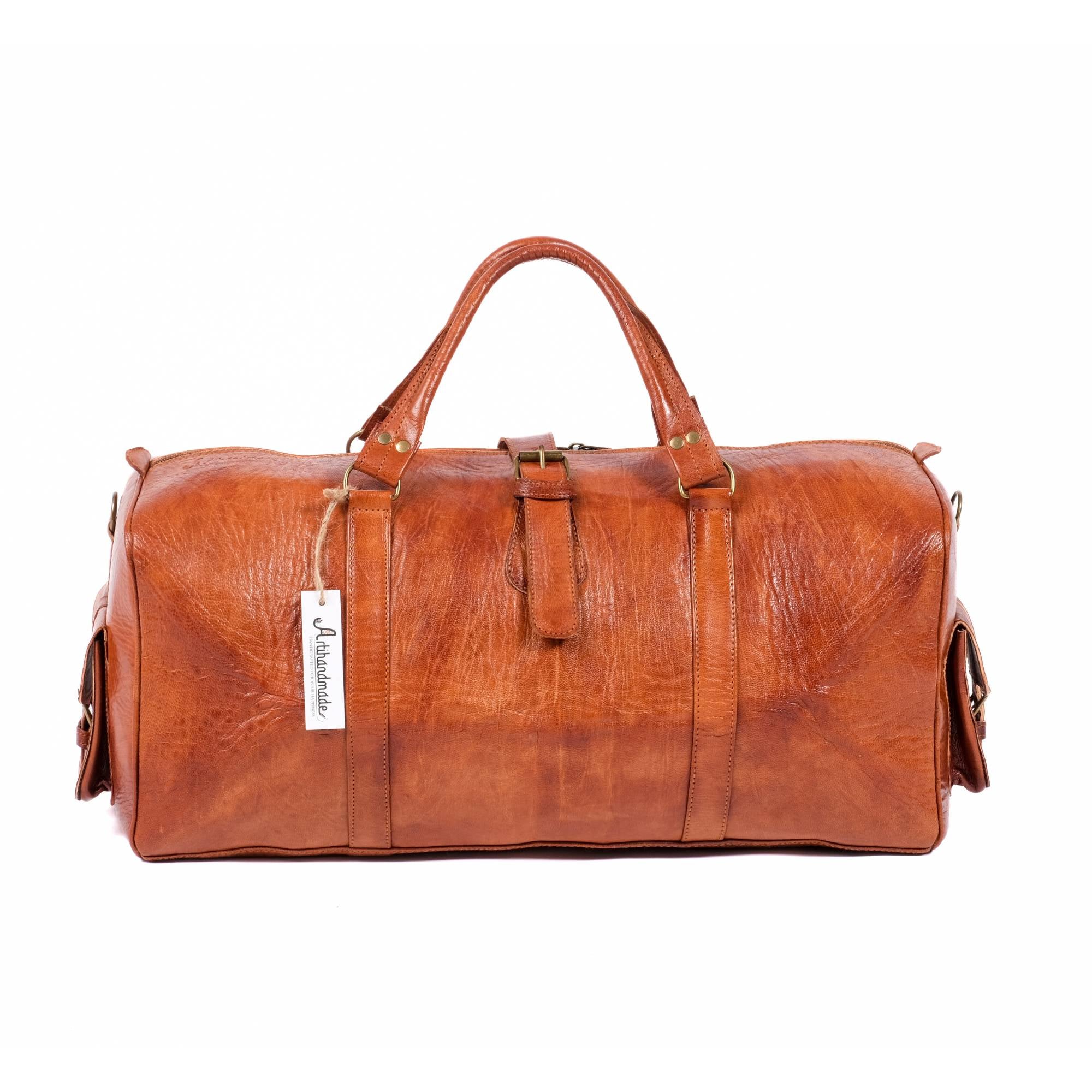 Leather Travel Bag, Weekender Almond Leather Travel Bag