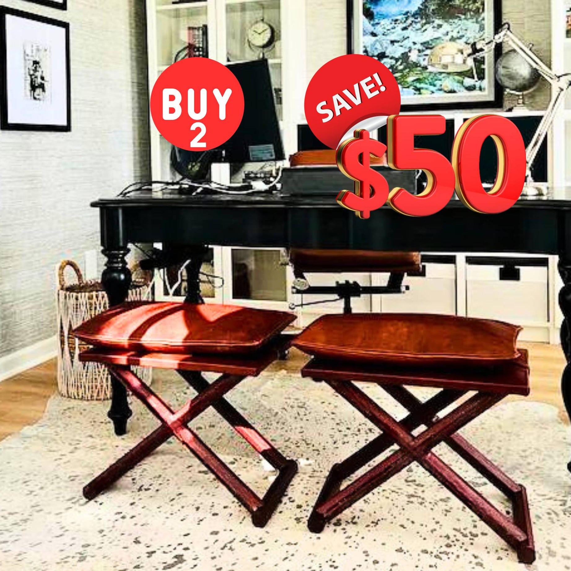 Handcrafted Mid Century-Modern X Stool & Coffee Table The Versatile 2-in-1 Solution