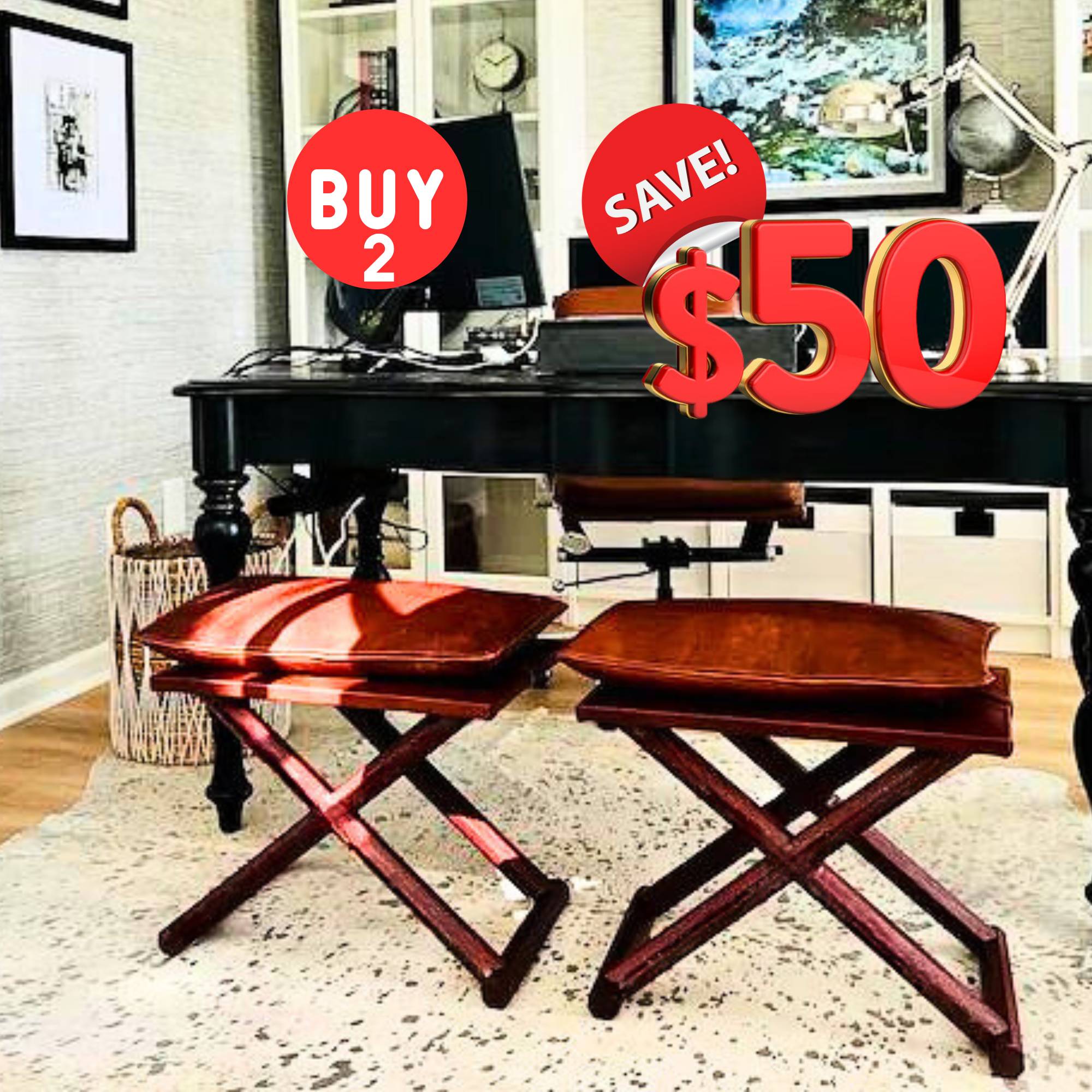 Handcrafted Mid Century-Modern X Stool & Coffee Table The Versatile 2-in-1 Solution