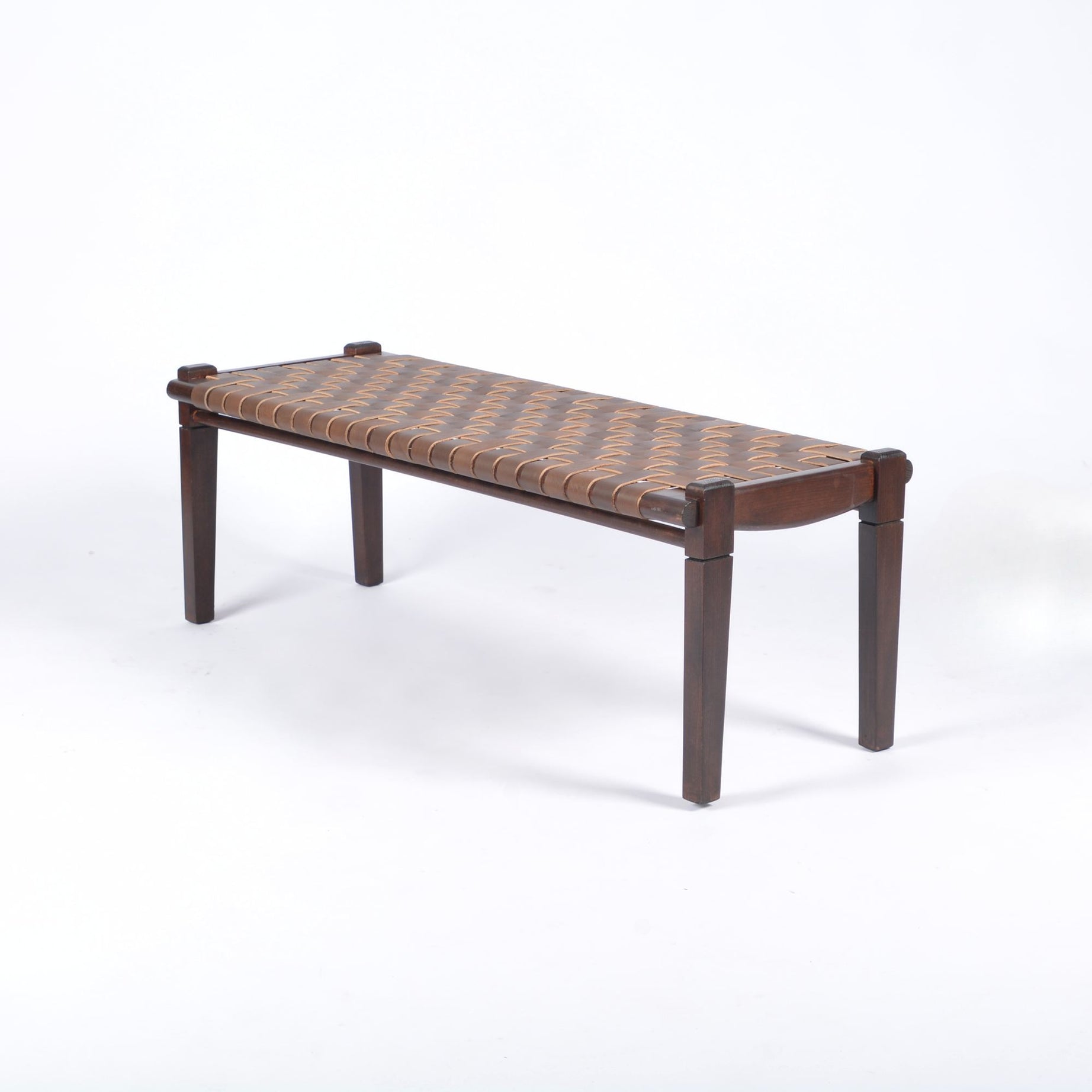 strap leather bench Brown