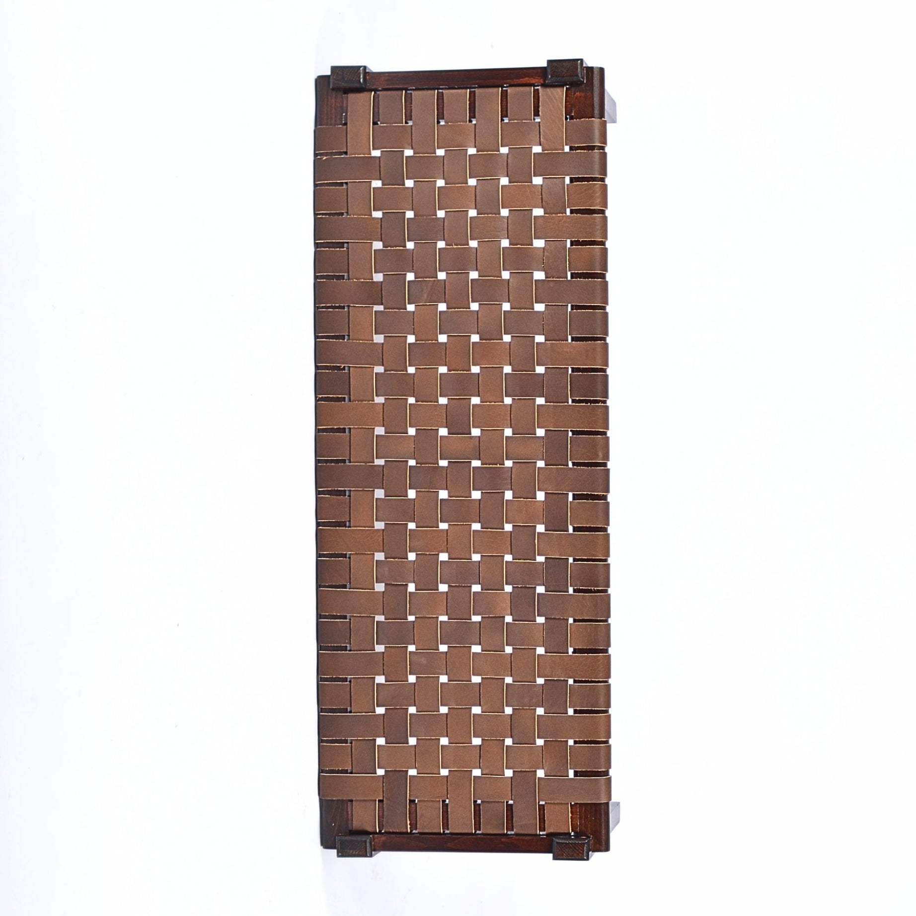 woven strap leather bench Brown Solveig