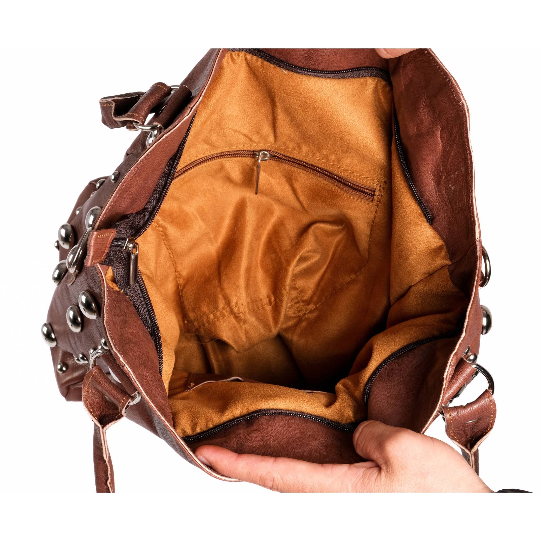 The Sun Leather Tote Bag - Brown , Natural, Cognac