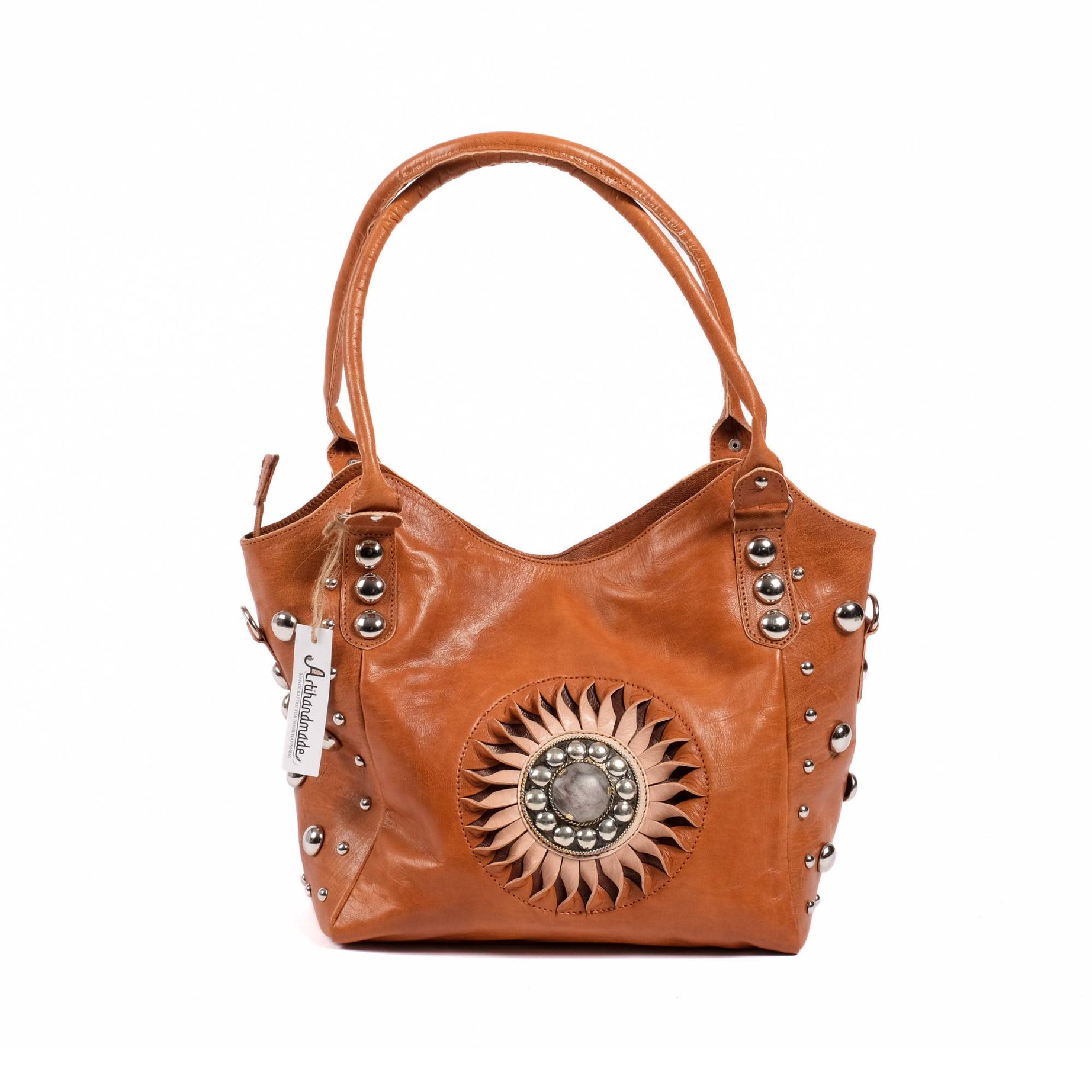 The Sun Leather Tote Bag Cognac