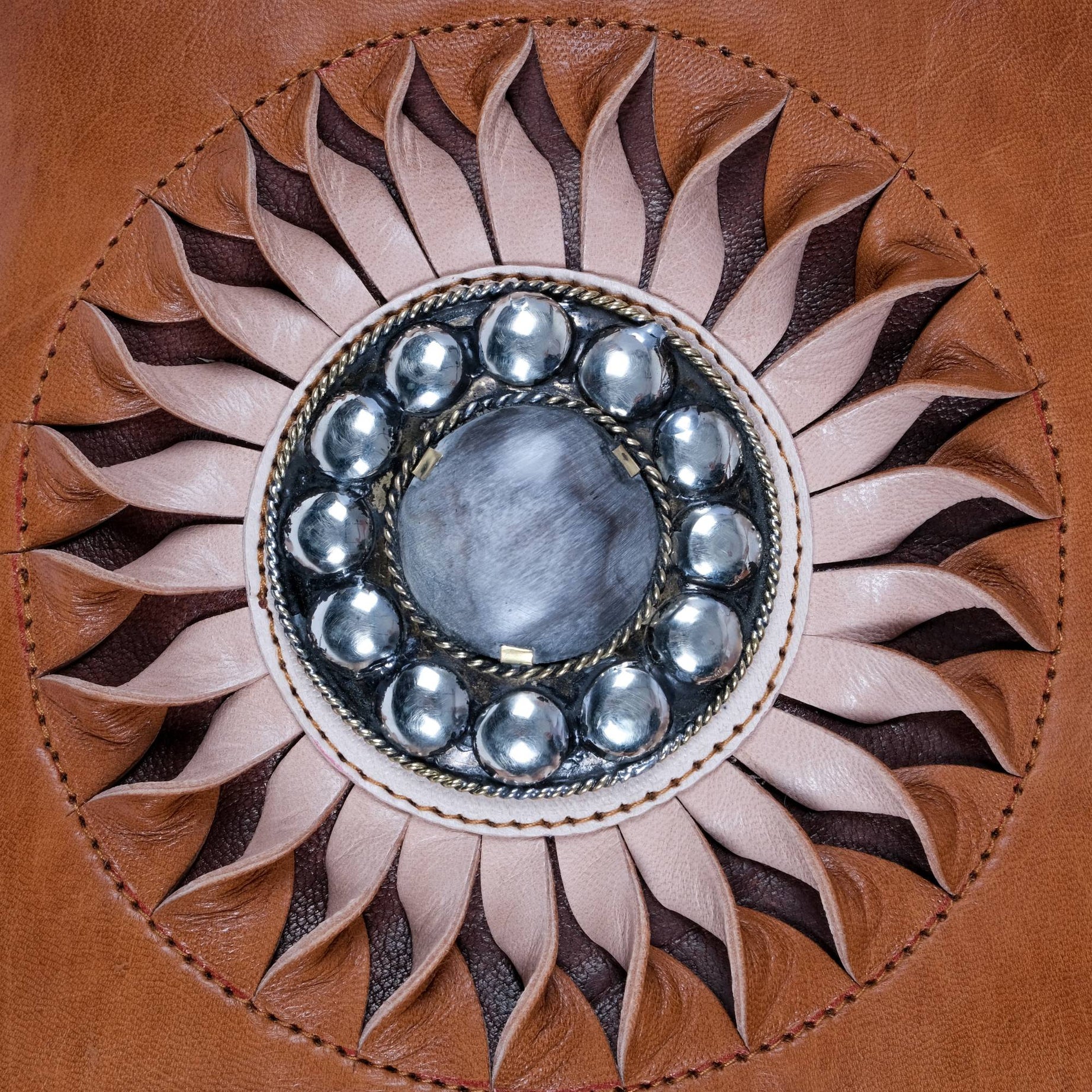 The Sun Leather Tote Bag - Brown , Natural, Cognac