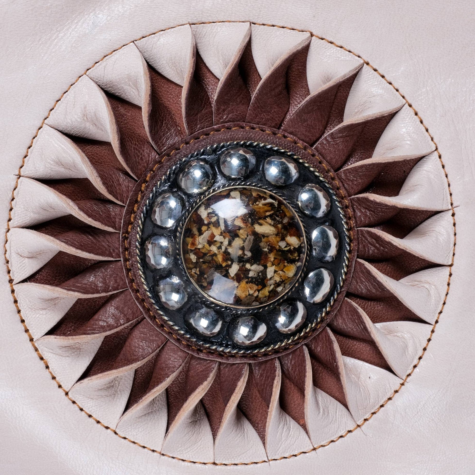 The Sun Leather Tote Bag - Brown , Natural, Cognac