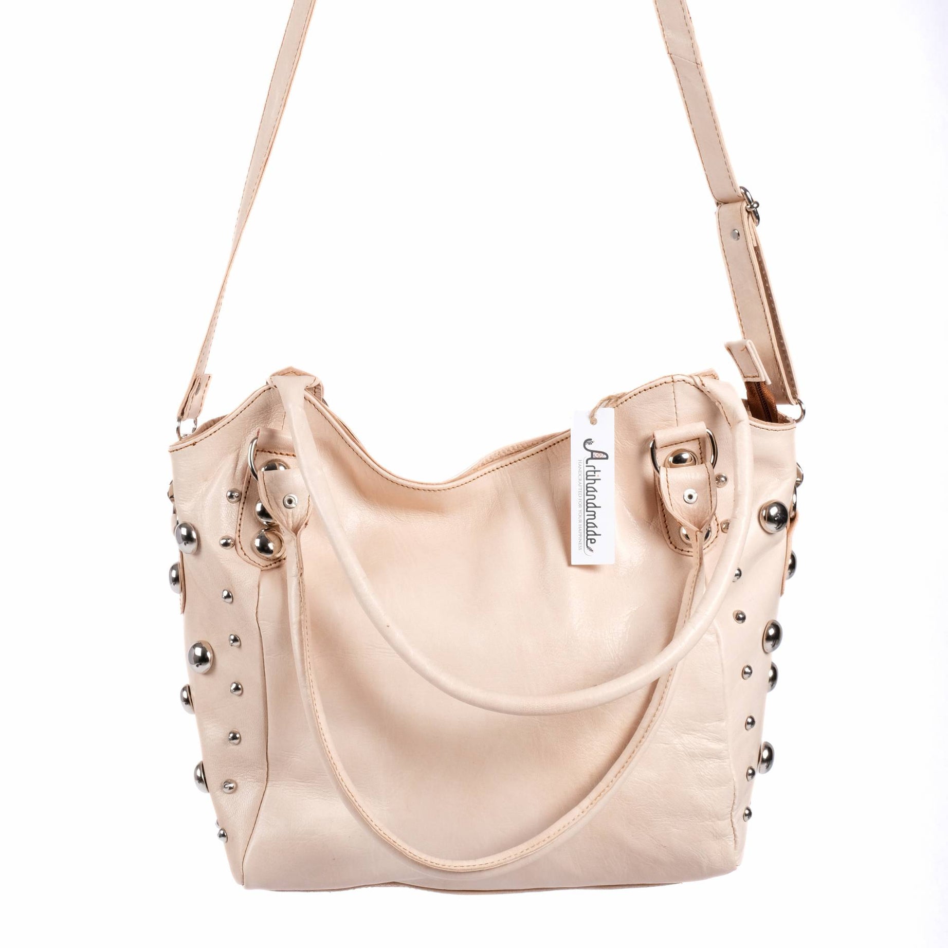 The Sun Leather Tote Bag - Brown , Natural, Cognac