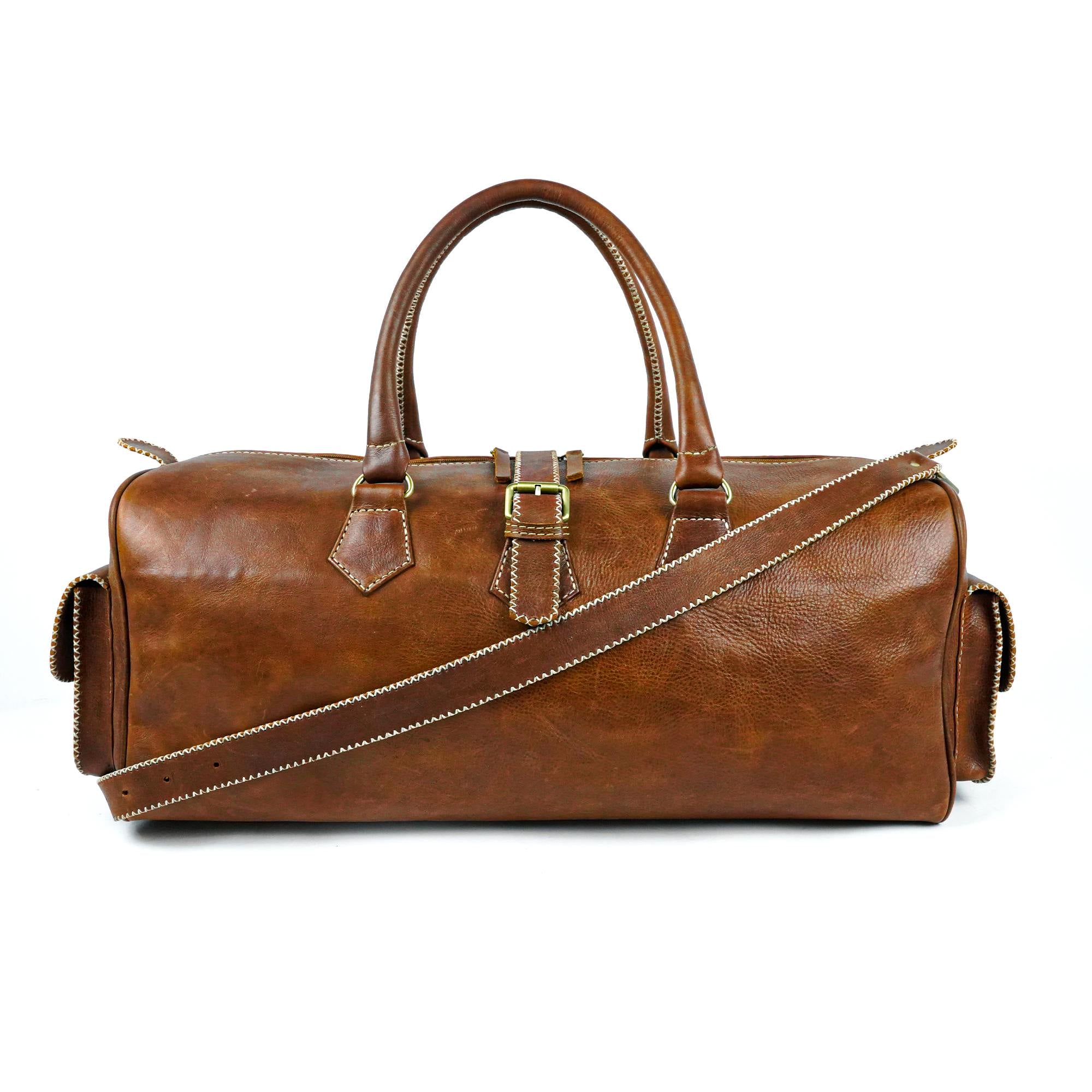 Hand Stitched Vintage Brown Travel Leather Bag