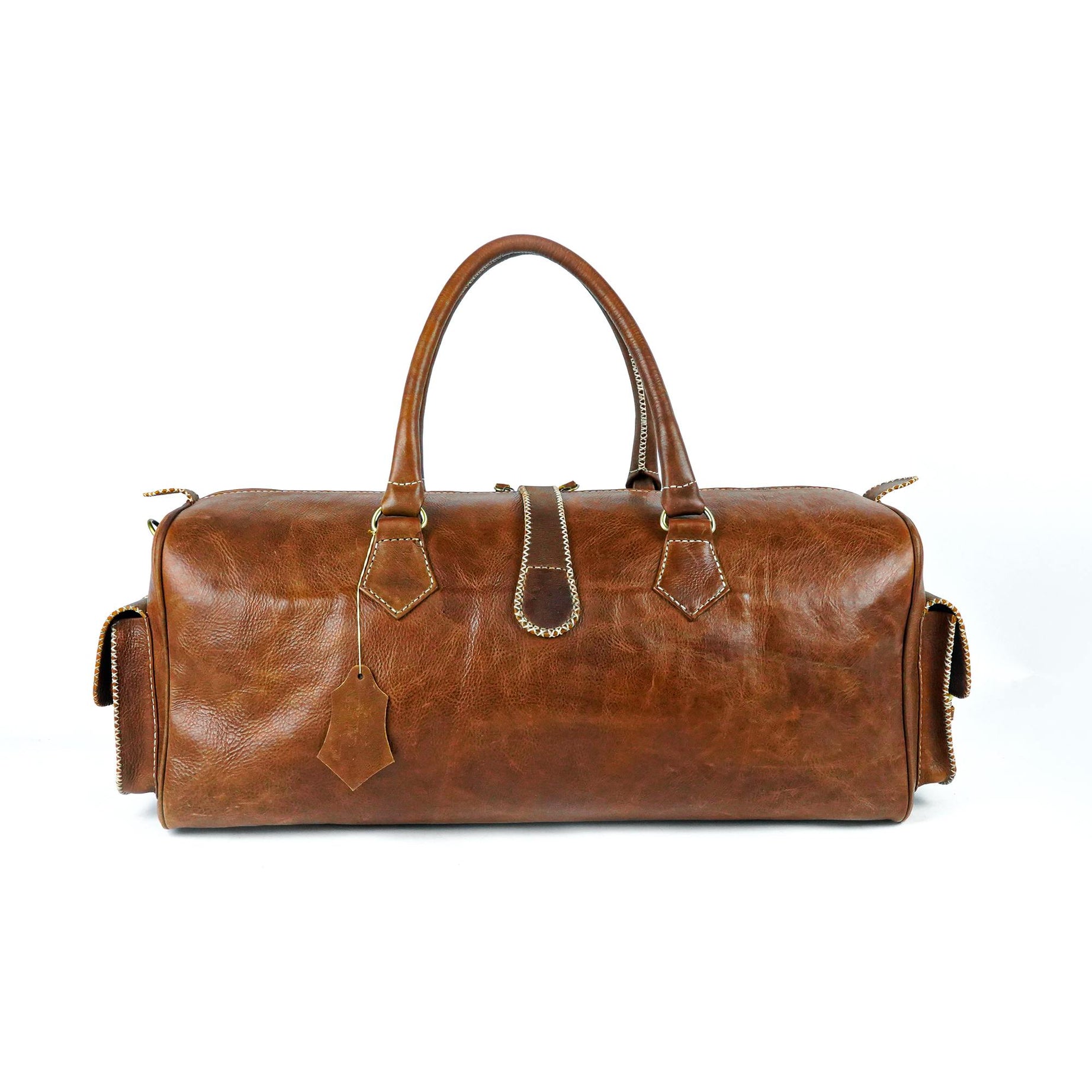 Hand Stitched Vintage Brown Travel Leather Bag