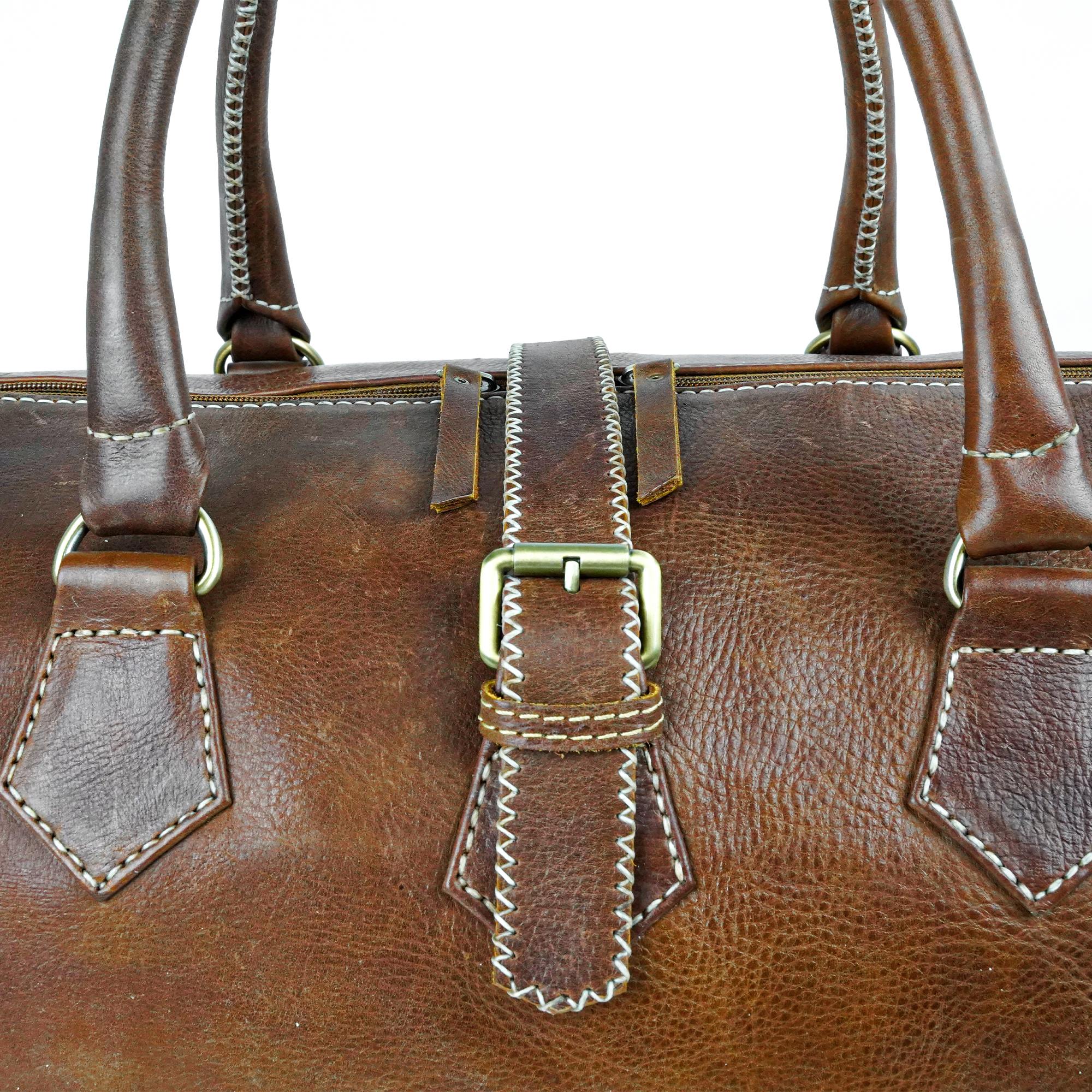 Hand Stitched Vintage Brown Travel Leather Bag
