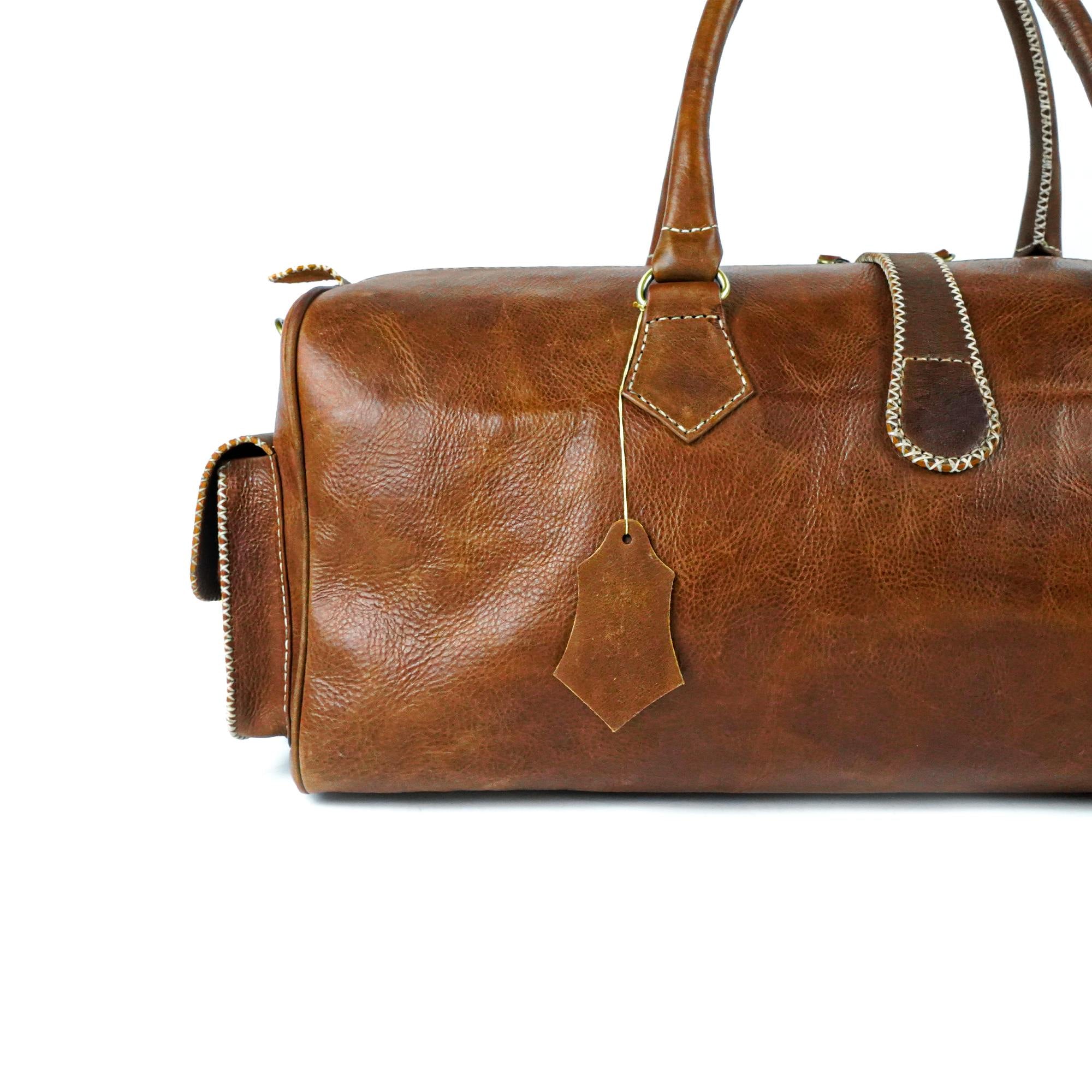 Hand Stitched Vintage Brown Travel Leather Bag