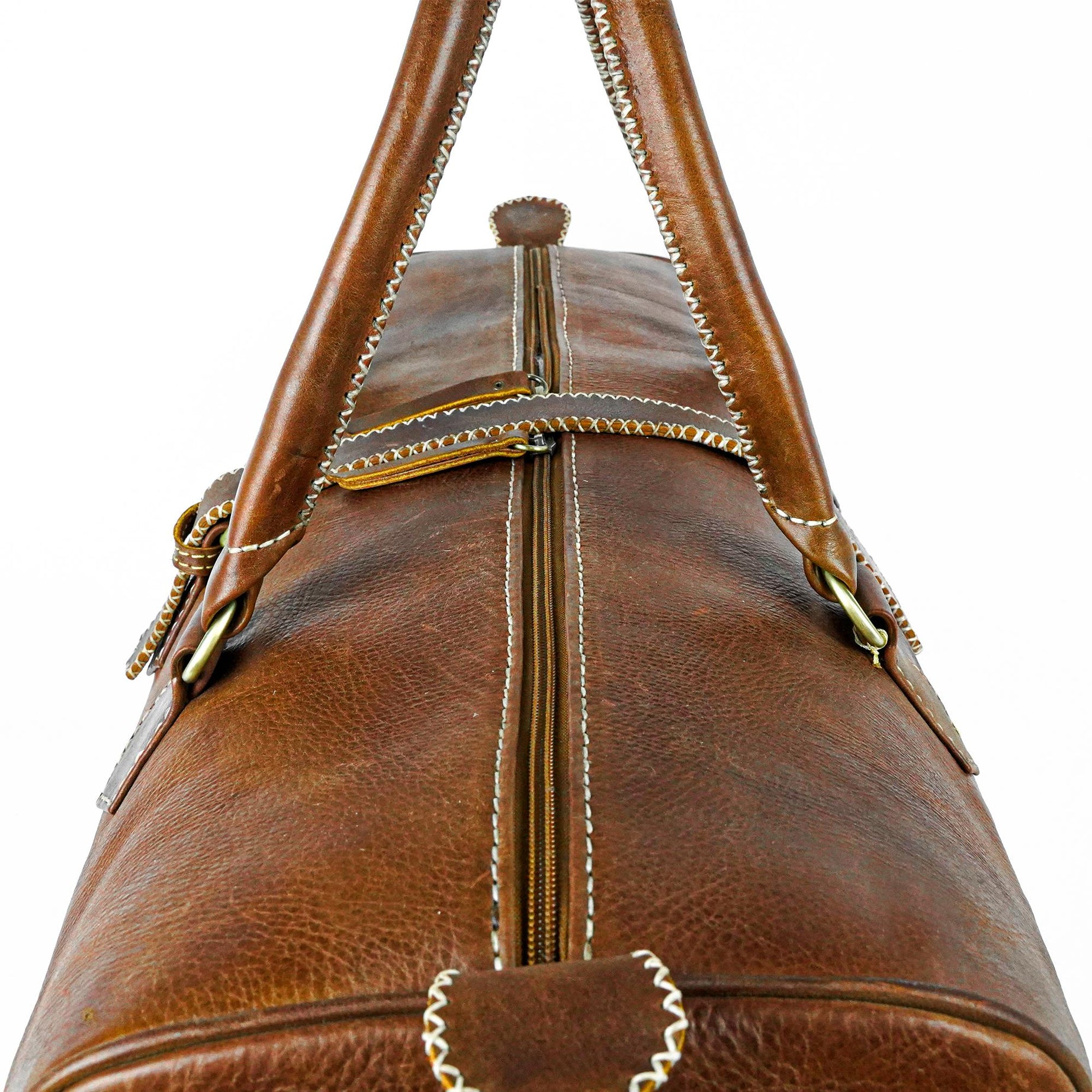 Hand Stitched Vintage Brown Travel Leather Bag
