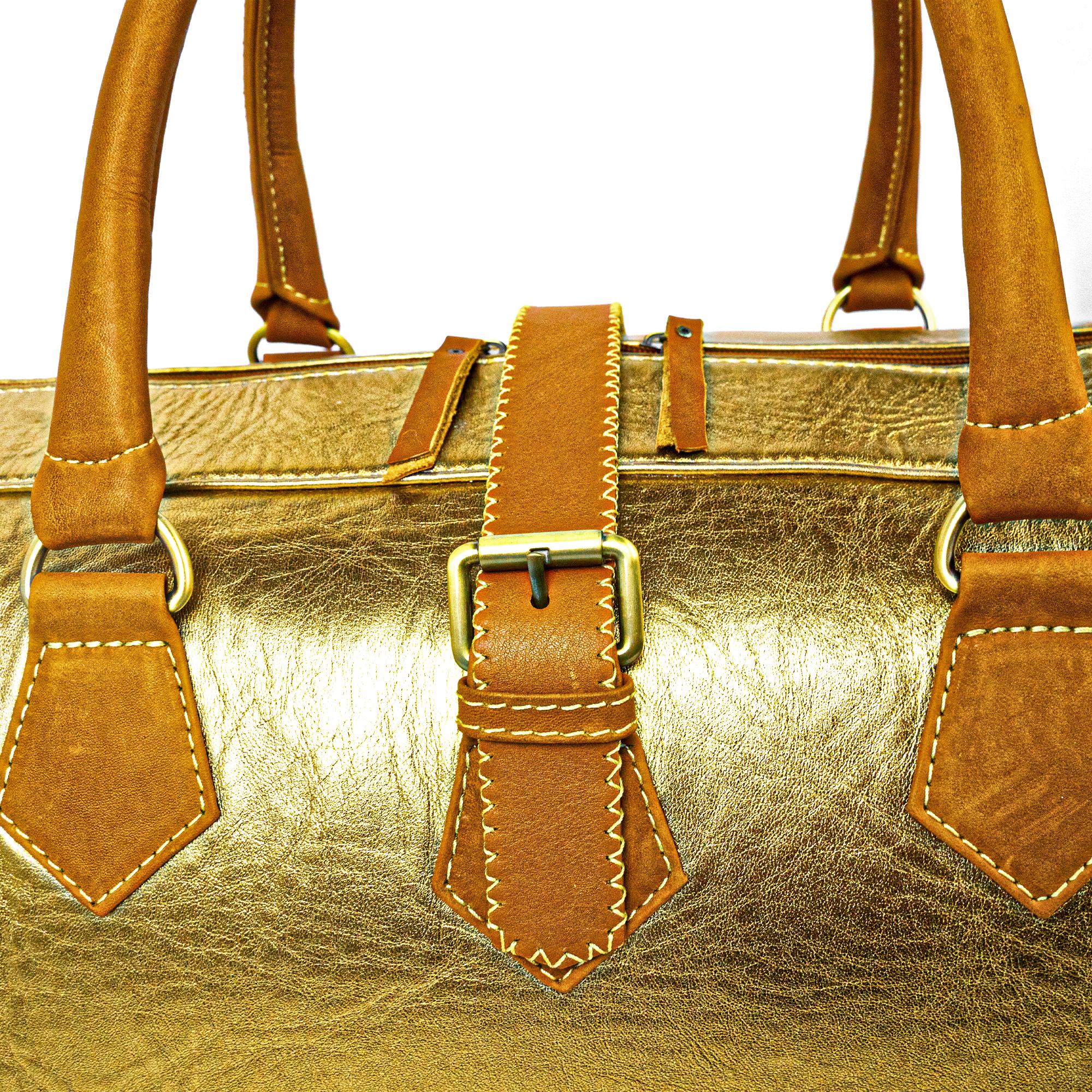 Hand Stitched Vintage Bumblebee Travel Leather Bag