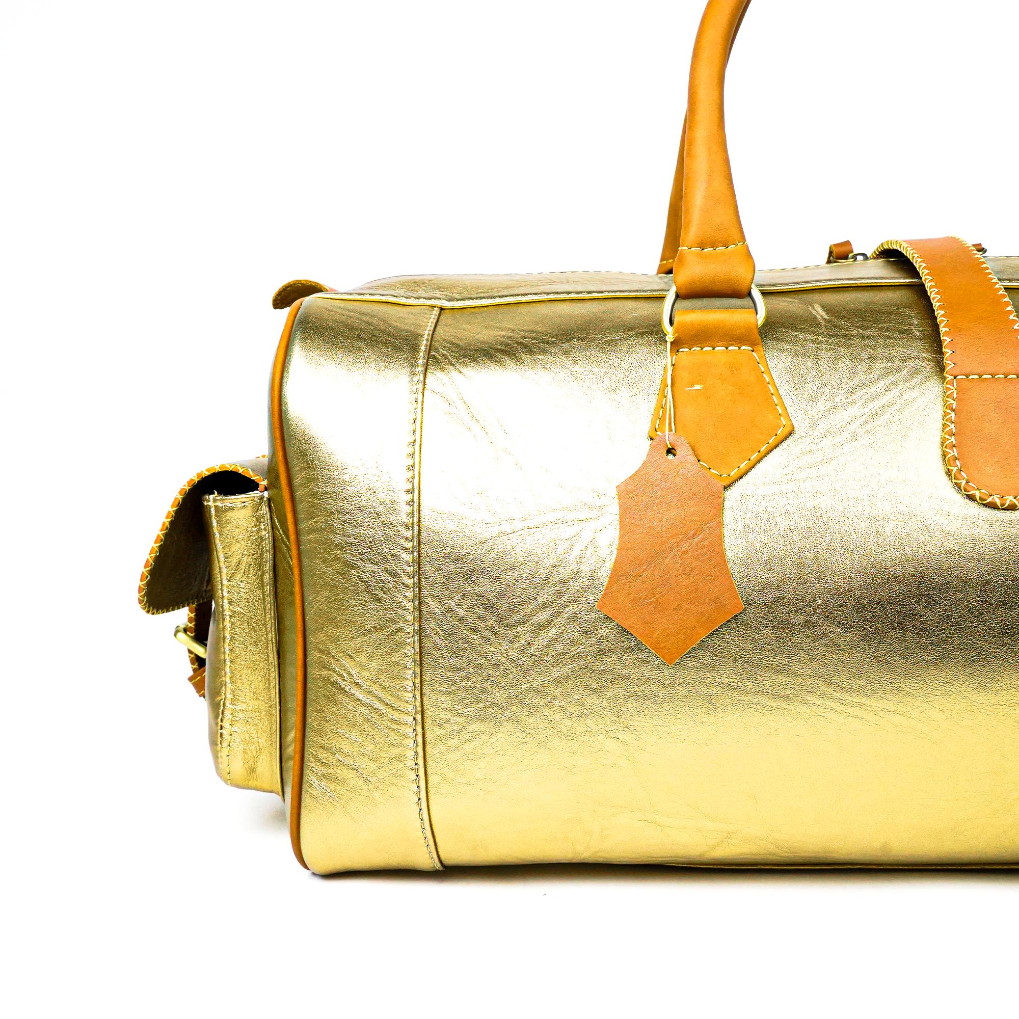 Hand Stitched Vintage Bumblebee Travel Leather Bag