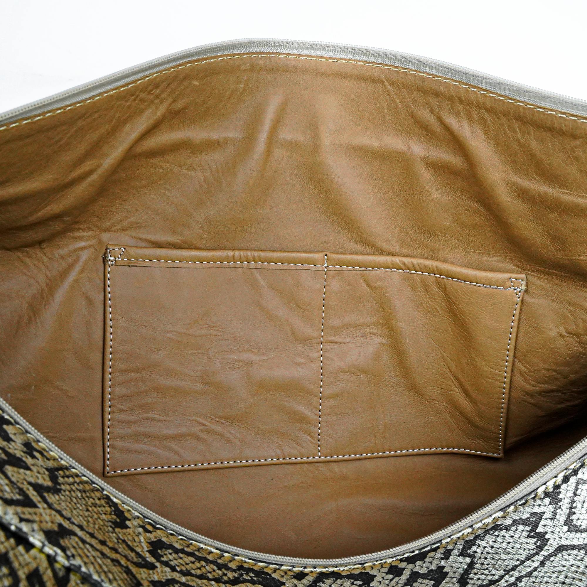 Hand Stitched Vintage Python Travel Leather Bag