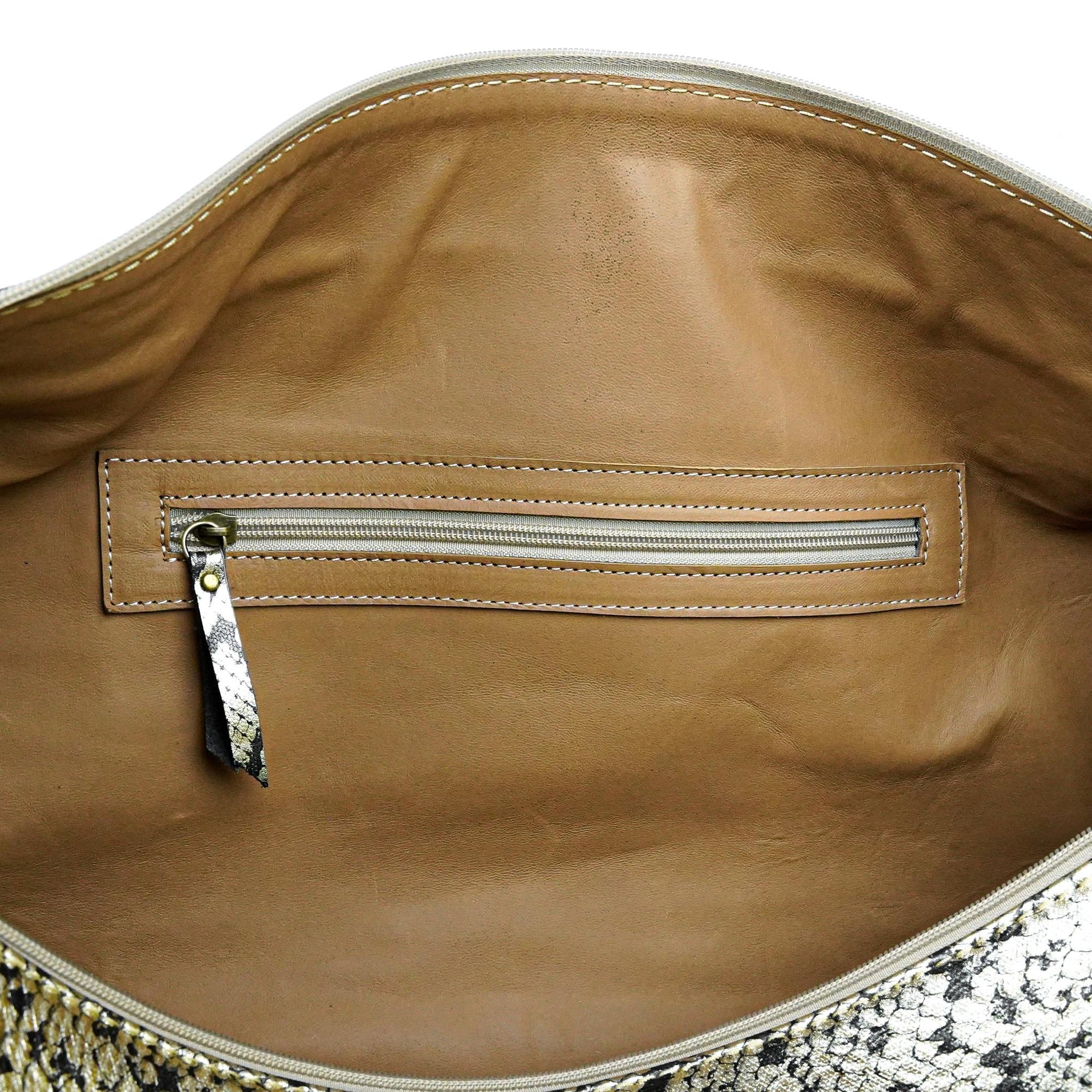 Hand Stitched Vintage Python Travel Leather Bag