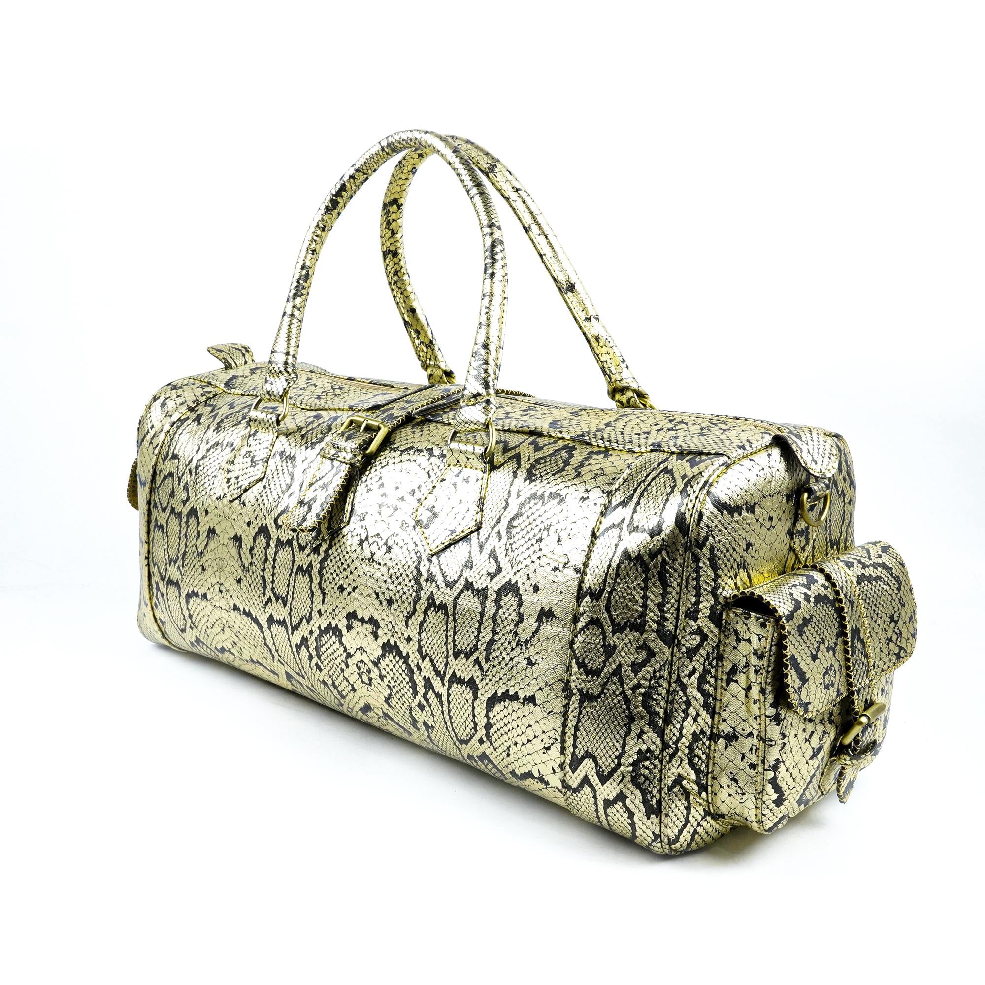 Hand Stitched Vintage Python Travel Leather Bag