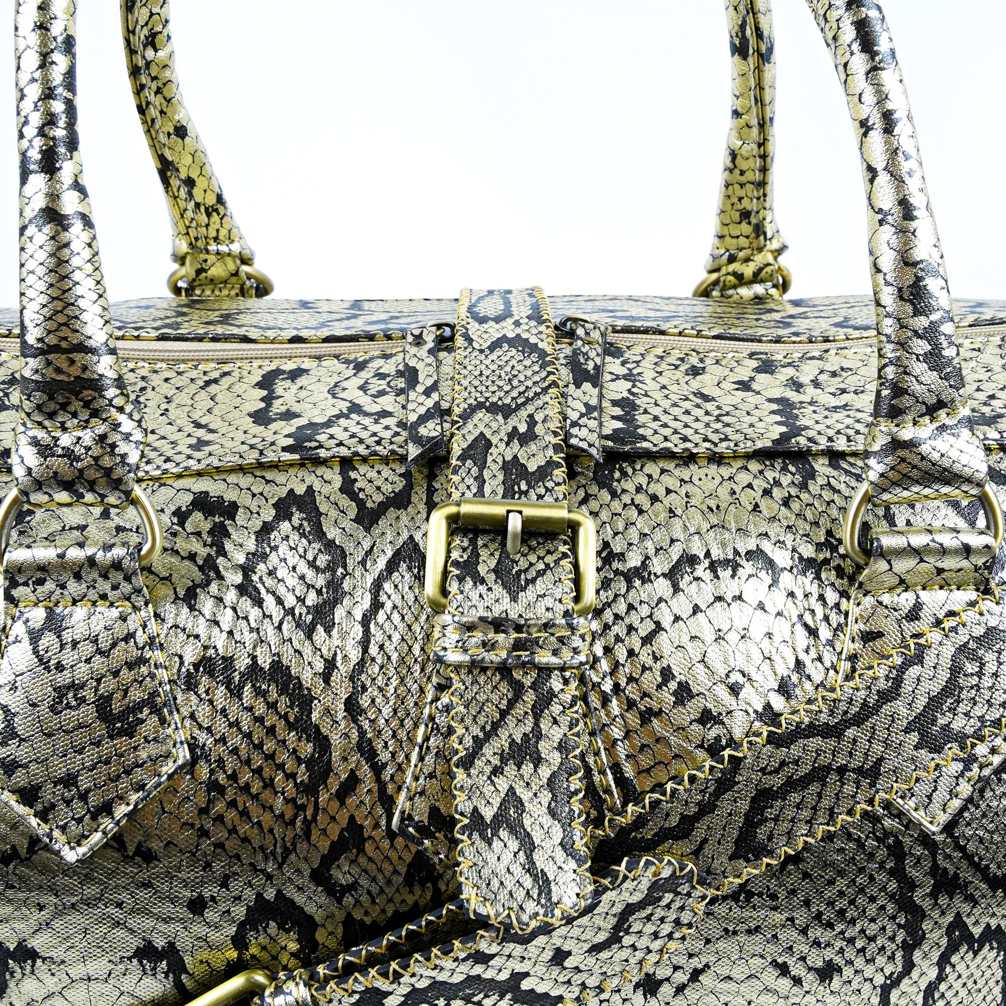 Hand Stitched Vintage Python Travel Leather Bag