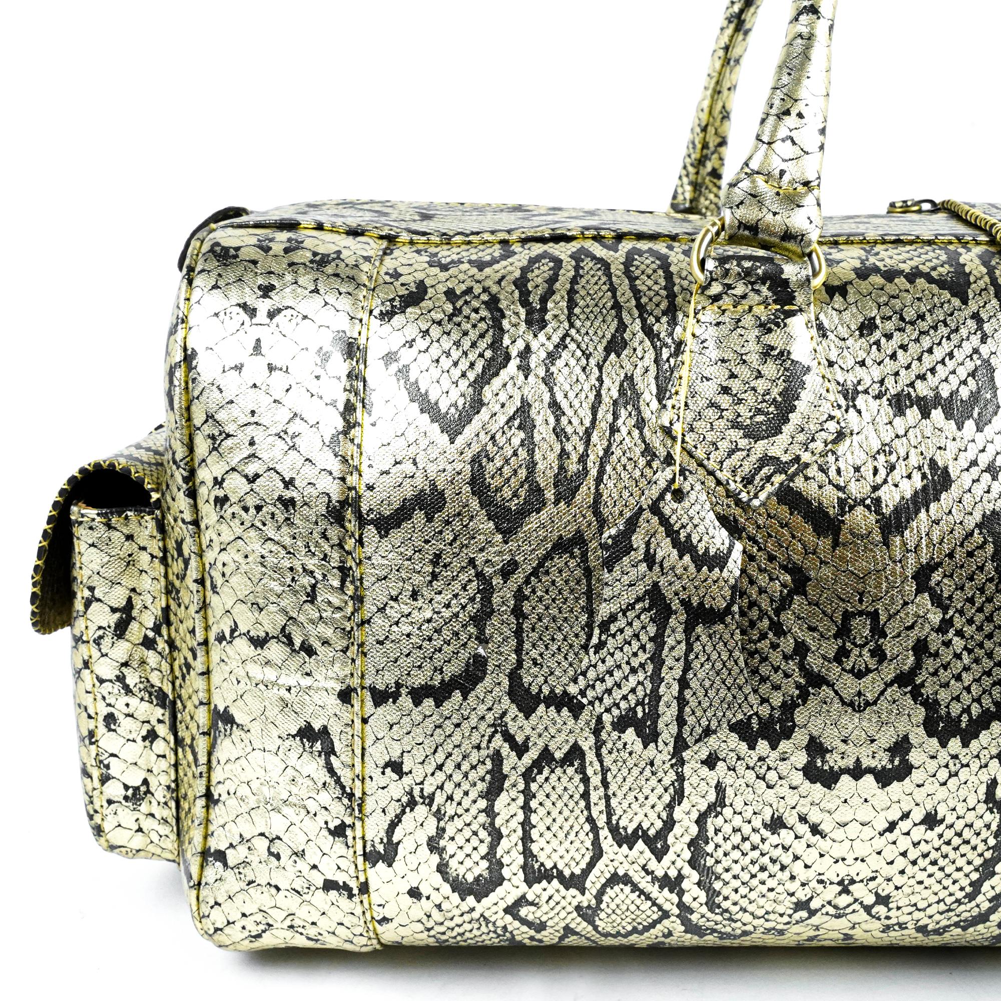 Hand Stitched Vintage Python Travel Leather Bag