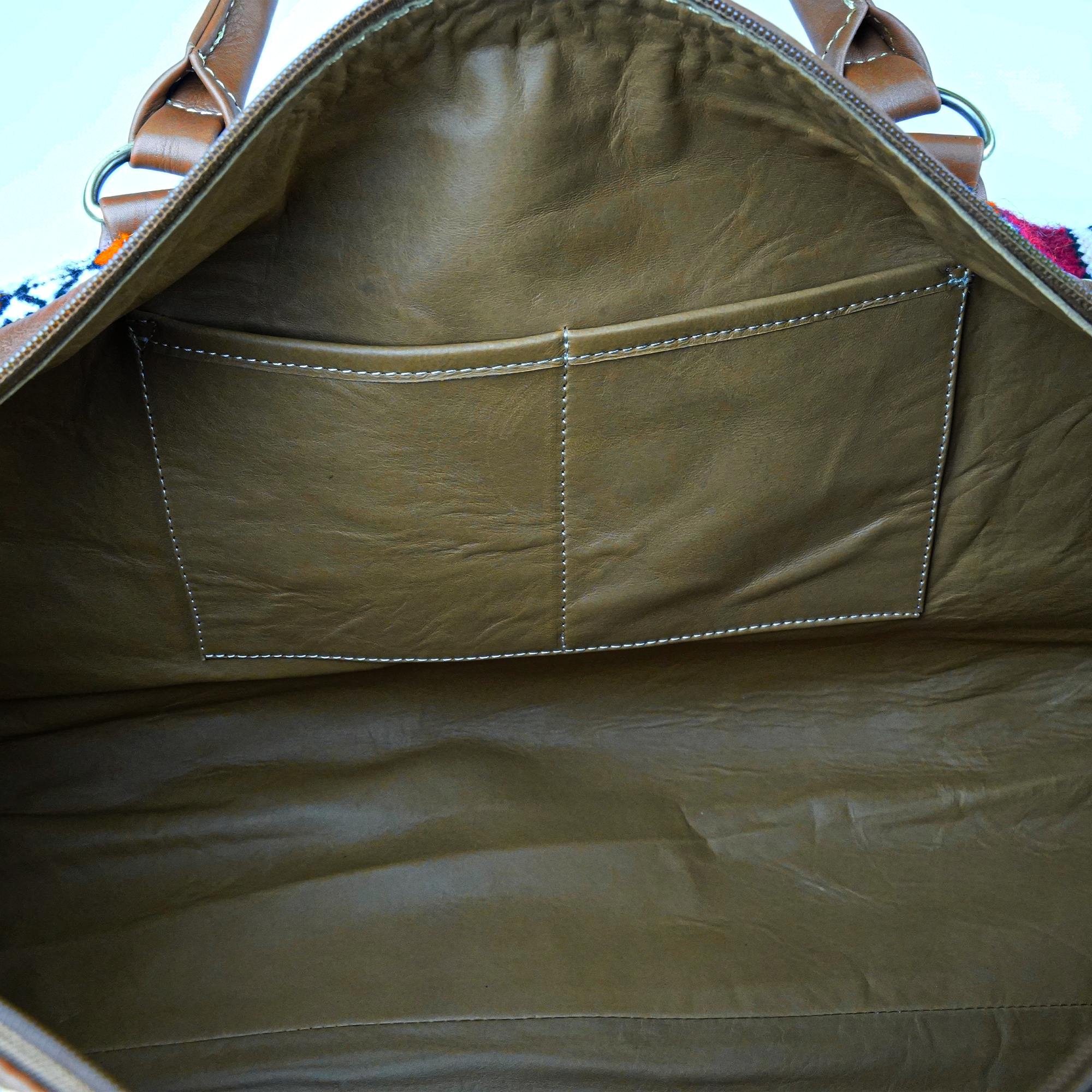 Hand Stitched Vintage Kilim Travel Leather Bag