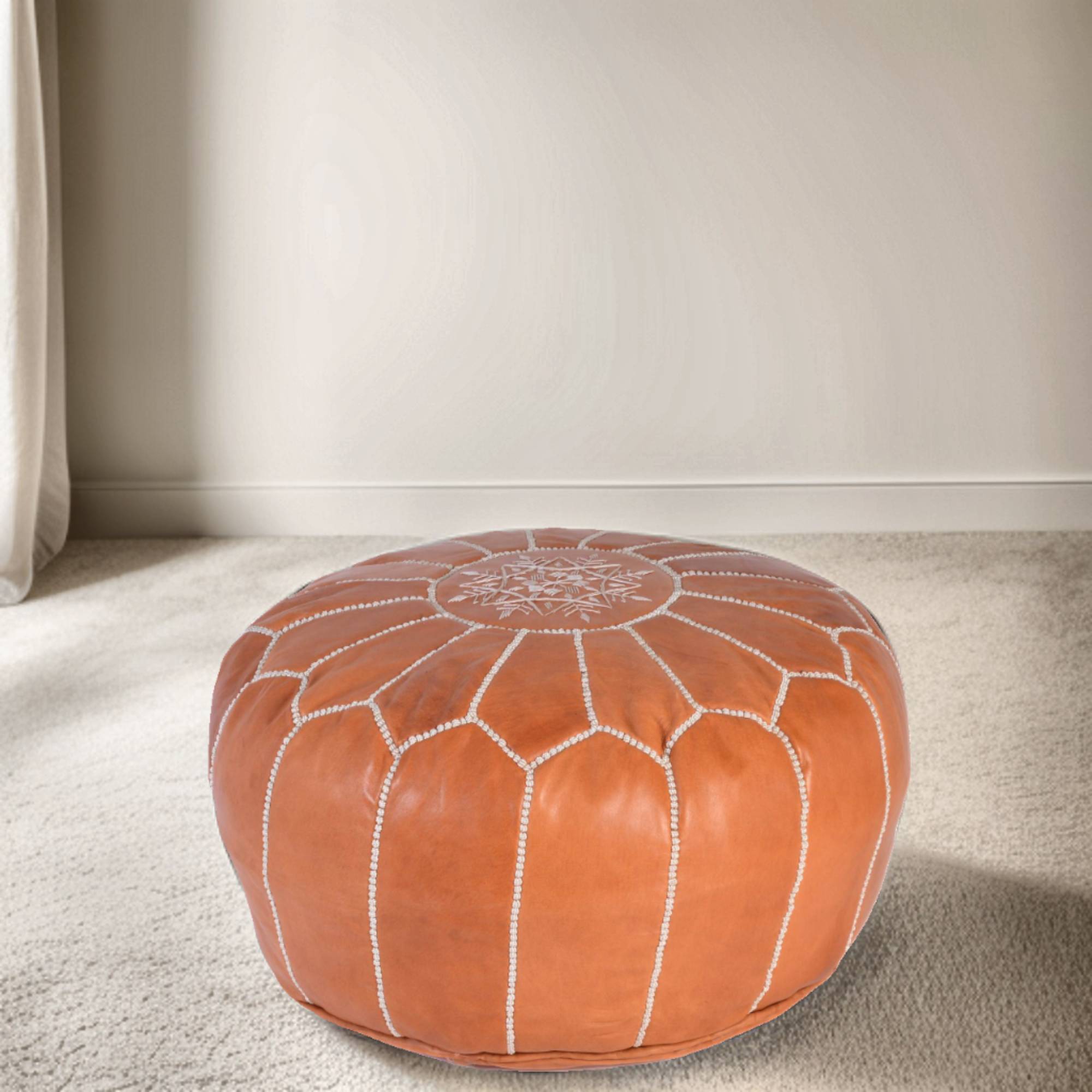 ottoman leather pouf